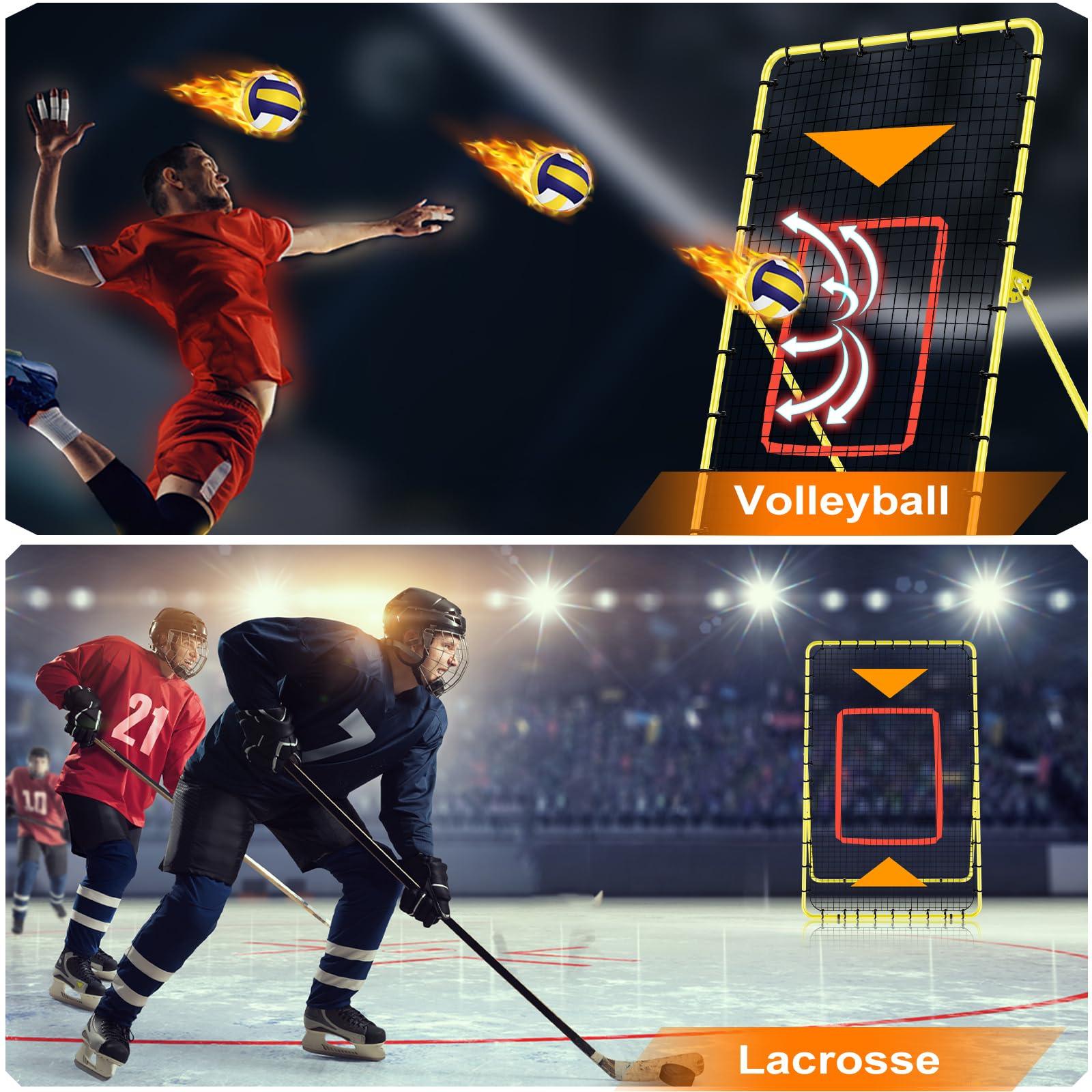 YNSZAS YNSZAS [3-in-1] Pitch Back Rebounder Practice Net, 6x4 FT Adjustable Bounce Back Return Net for Volleyball Softball Lacrosse Soccer Baseball Throwback Trainer Gifts, Profession Training Machine