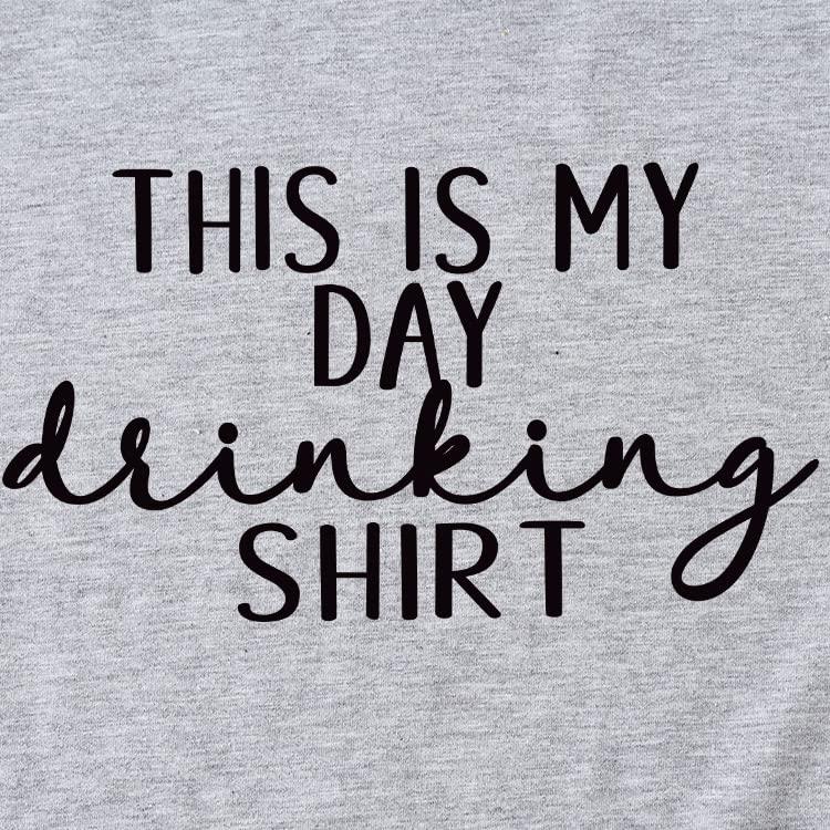 Enviarbrillo This is My Day Drinking Shirt Women Drinking T-Shirt Beer Party Shirt Funny Drinking Shirt Short Sleeve Summer Tee Top Dark Gray