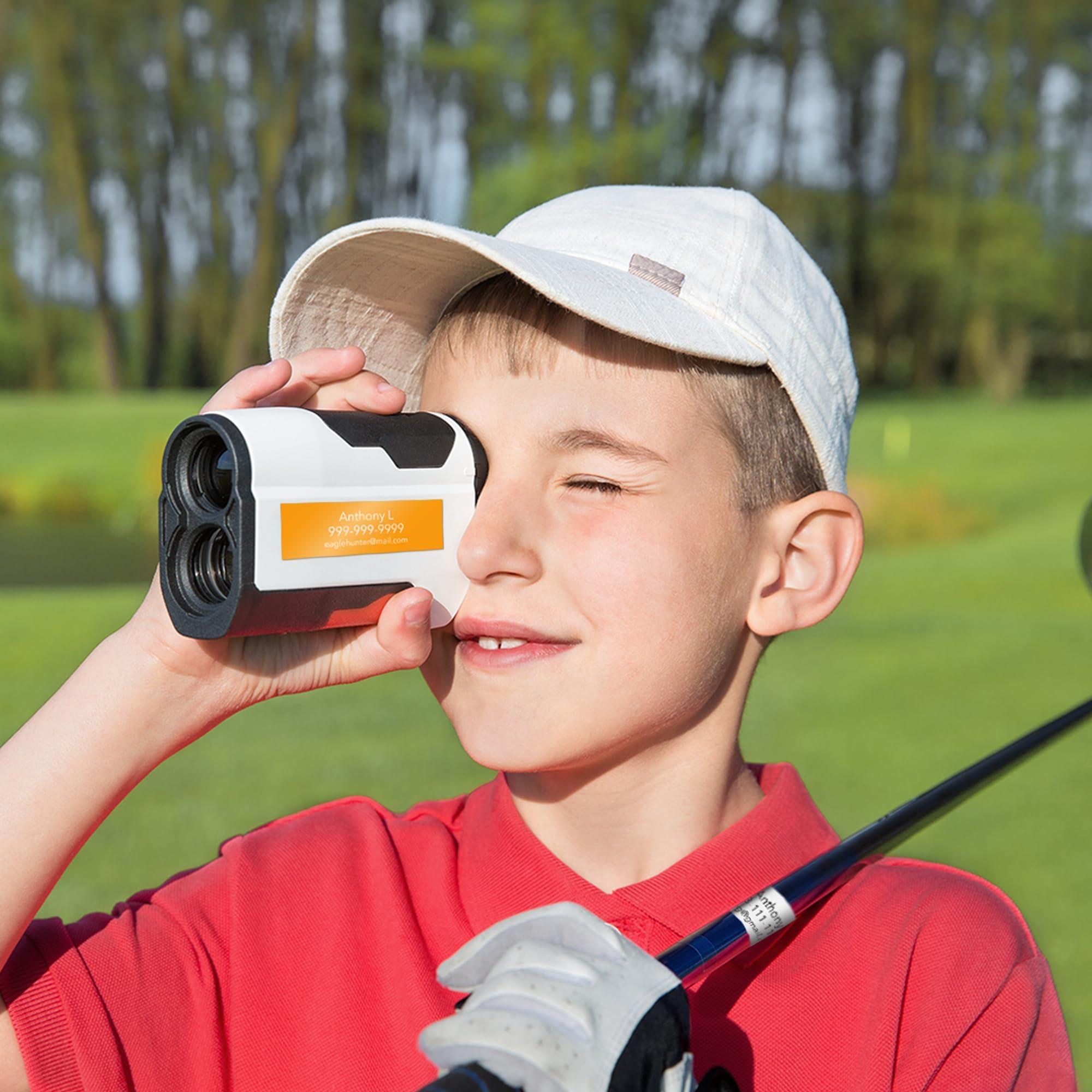 Bunny Badges Personalized Golf Club Name Labels (30 Labels) - Custom Waterproof Name Stickers for Golf Clubs (Black with Silver Text)