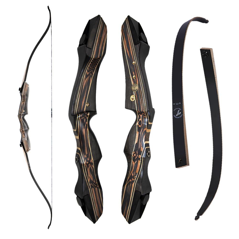 TACHYON ARCHERY TACHYON ARCHERY Recurve Bow for Adults and BeginnersArchery Bow Takedown Wooden Bow for Hunting and Target Shooting (Right Hand,40 lbs)