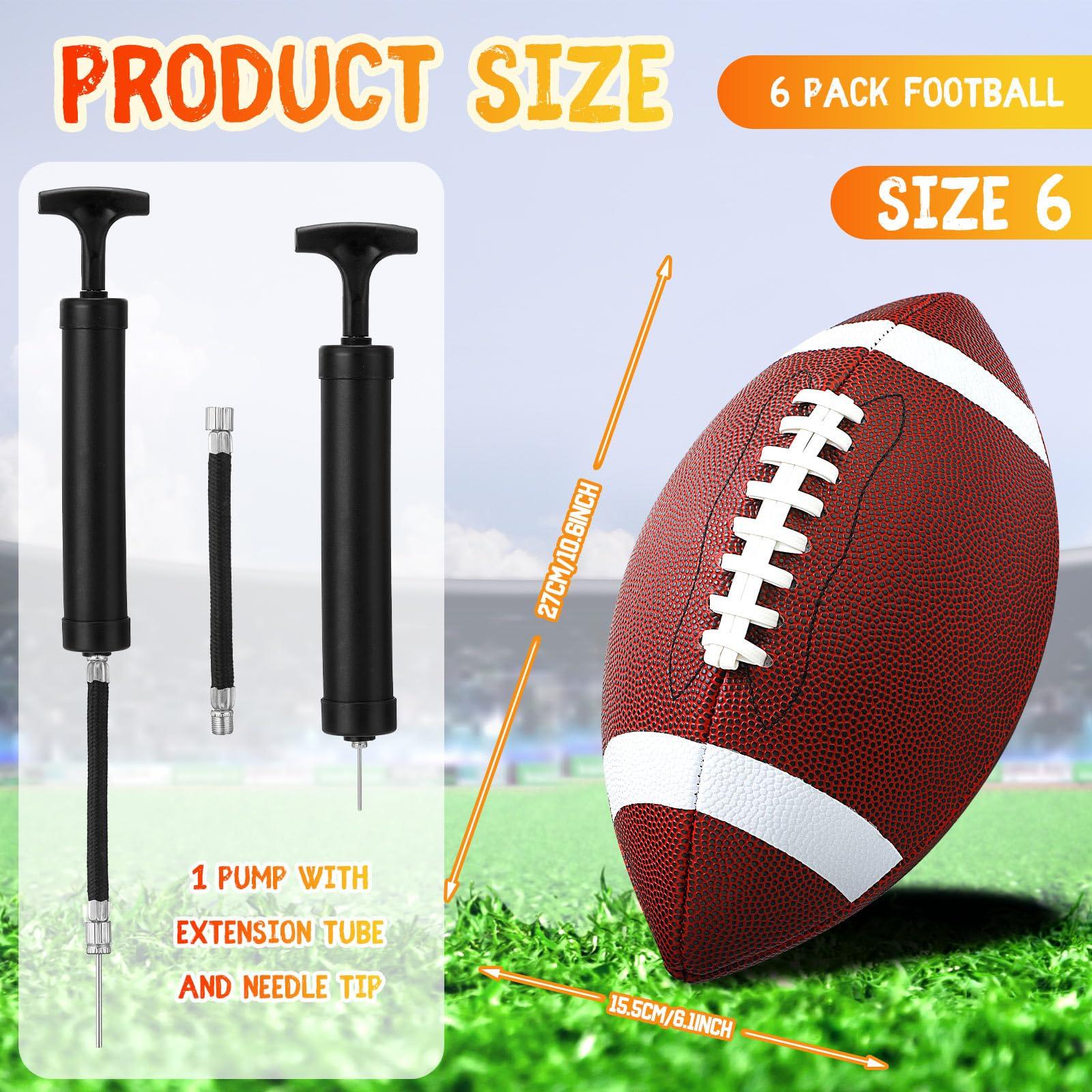 Jerify Jerify 6 Pcs Composite Leather Footballs Official Size Composite Leather Balls Composite Leather Inflatable Footballs with Pump Indoor Outdoor Footballs Bulk for Training and Recreational Play