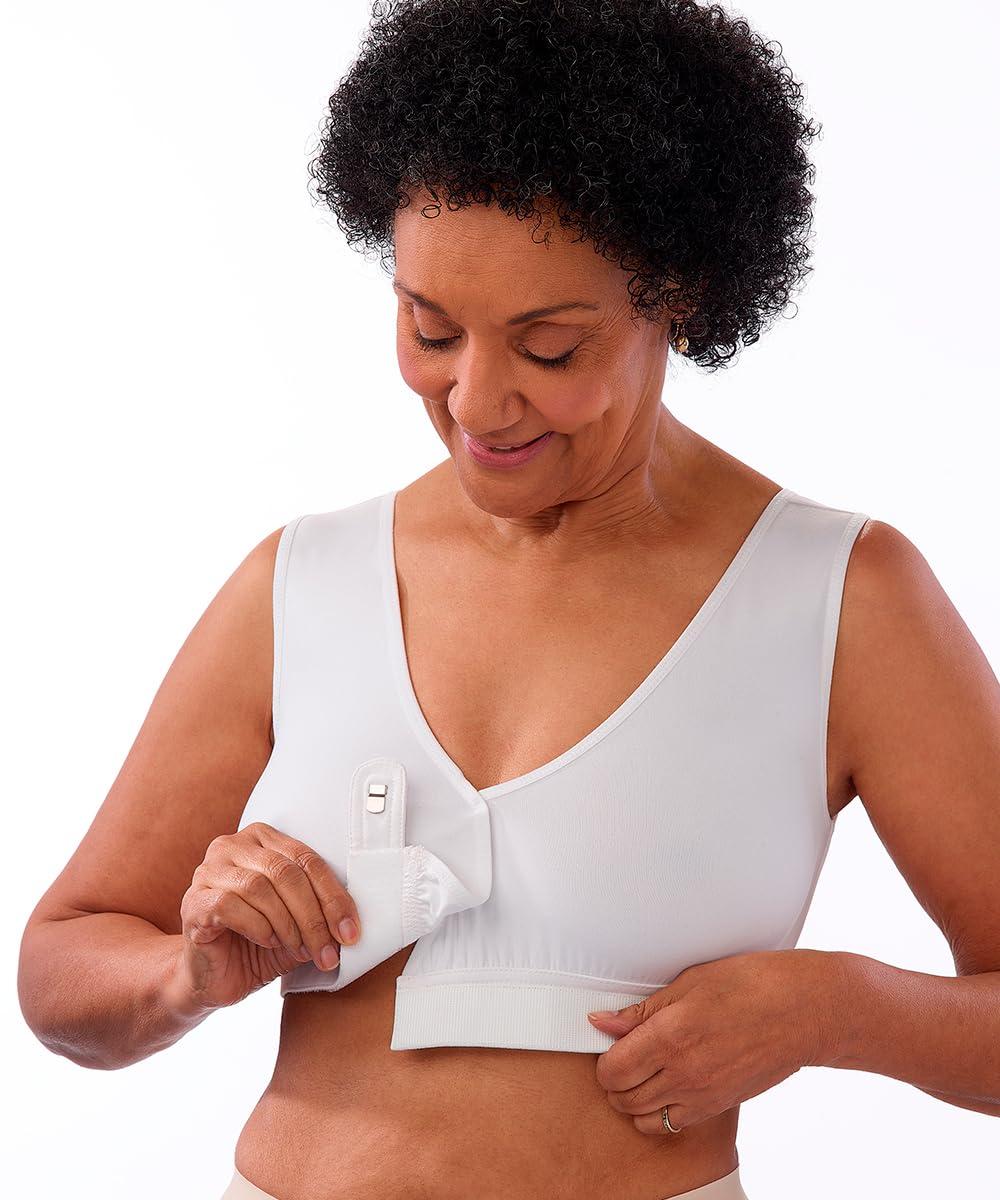 Silvert's Adaptive Clothing & Footwear Silverts Womens Easy Closure Bra - Underwire Free Front Closure Bras for Seniors, Arthritis, Disabled, Surgery Recovery - Adaptive Clothing for Women, Bras for Elderly Women - White XL
