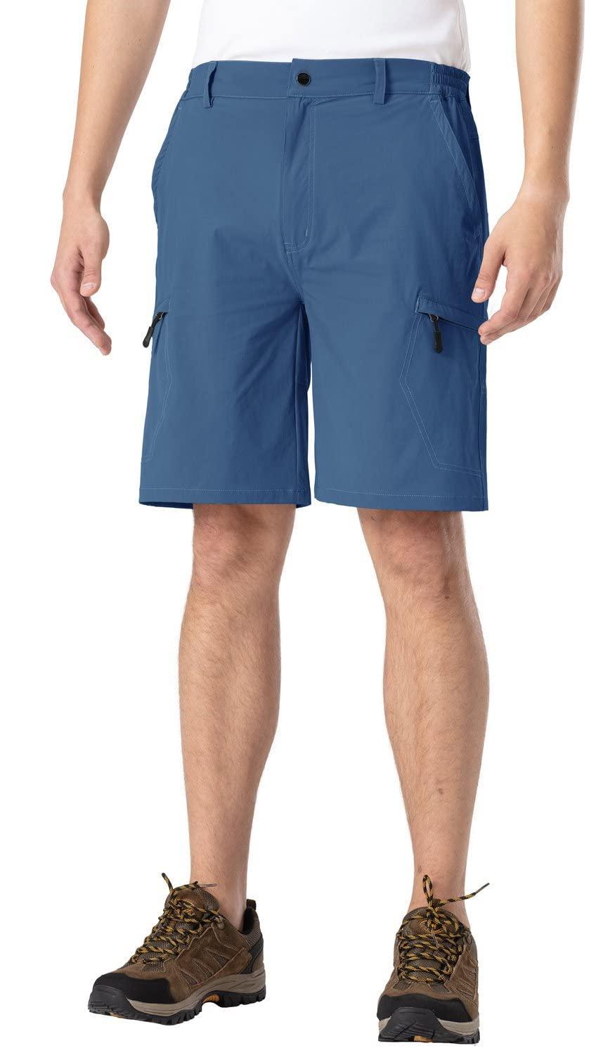 Rdruko Rdruko Men's Hiking Cargo Shorts 9" Quick Dry Lightweight Travel Work Casual Shorts with Zipper Pockets Pockets(Denim Blue, US 40)