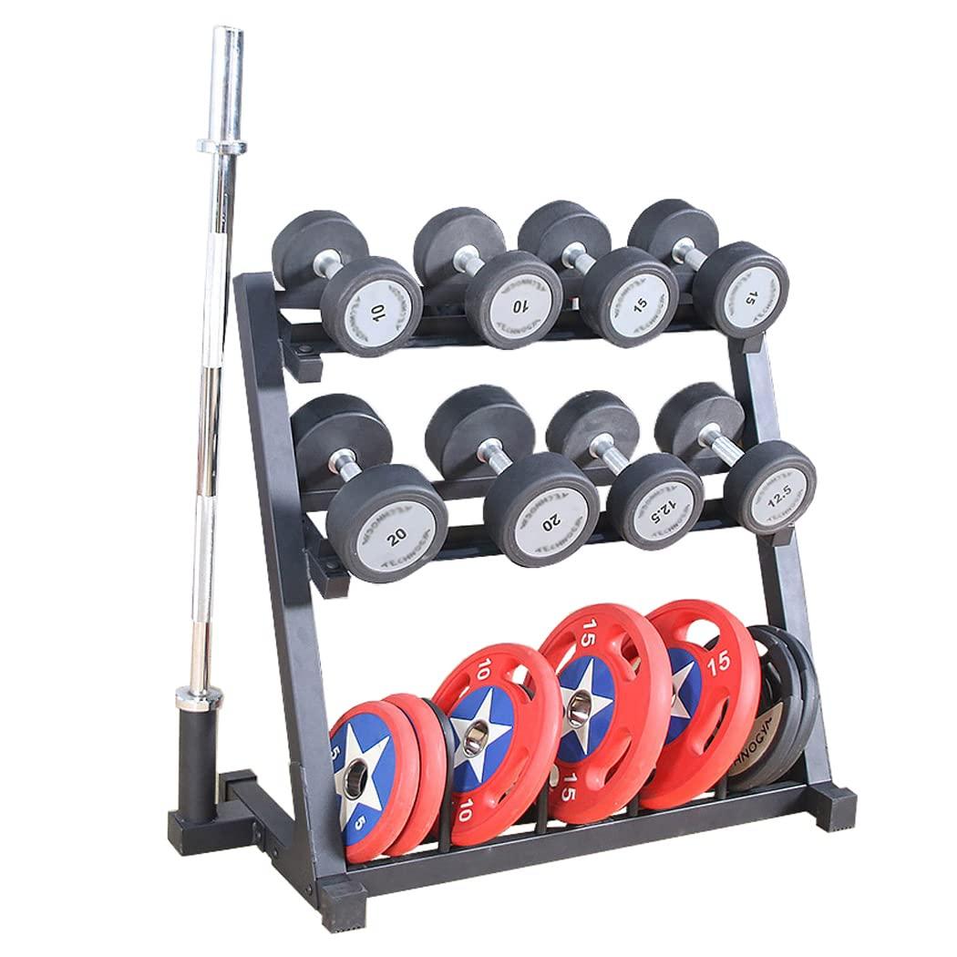 LANGWEI Home Gym Storage Rack, Multifunctional Adjustable Dumbbell Rack, Weight Rack for Dumbbells Kettlebells Weight Bar and Plates Fitness Equipment(Dumbbell Stand Only)