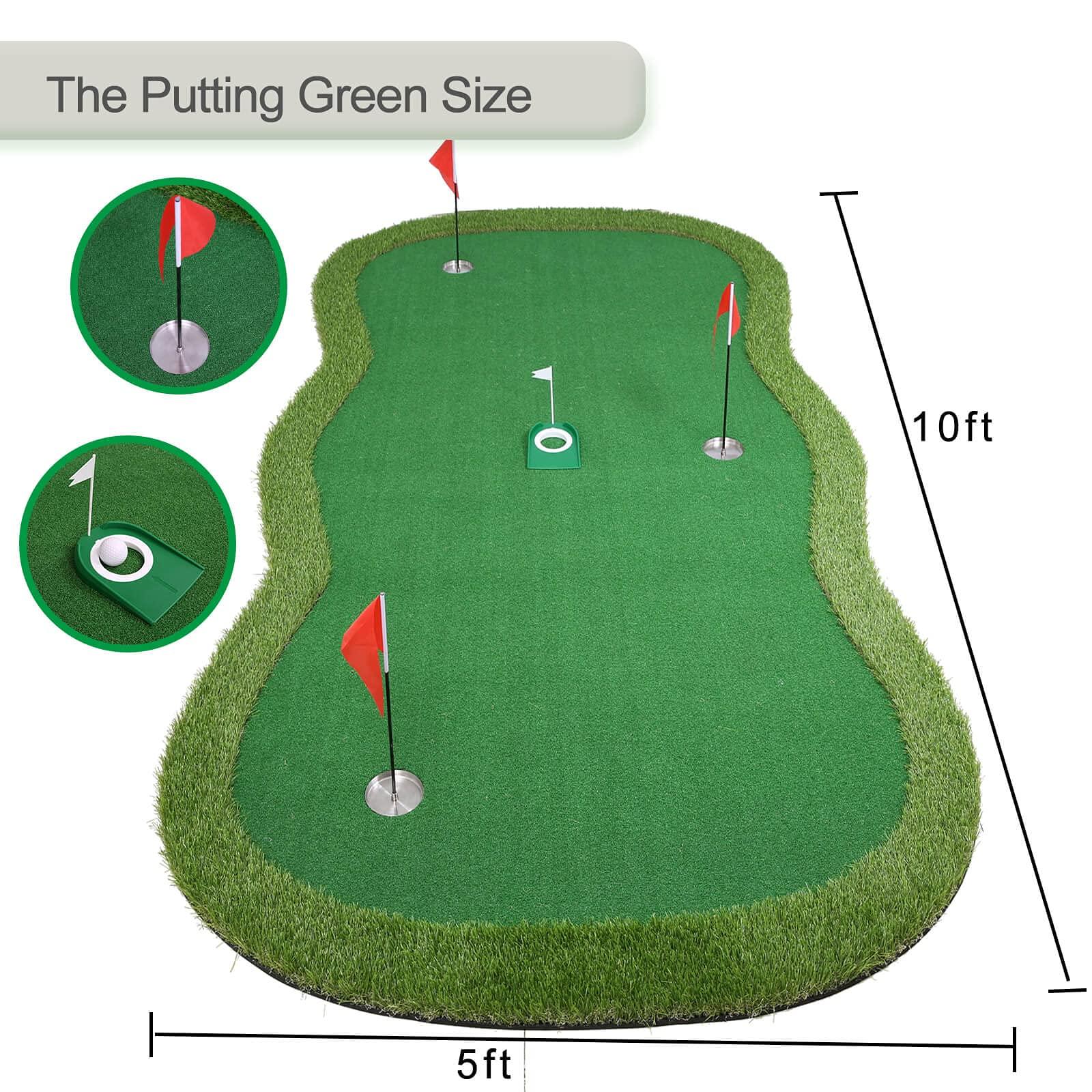 Chriiena Chriiena Golf Putting Green, Practice Putting Green Mat, Large Professional Golfing Training Mat for Indoor Outdoor (Putting green-5X10ft)