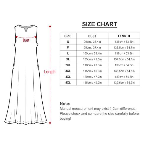 TUBIAZICOL Tropical Palm Leaves Ankle Long Maxi Dress for Women Sleeveless Summer with Pockets
