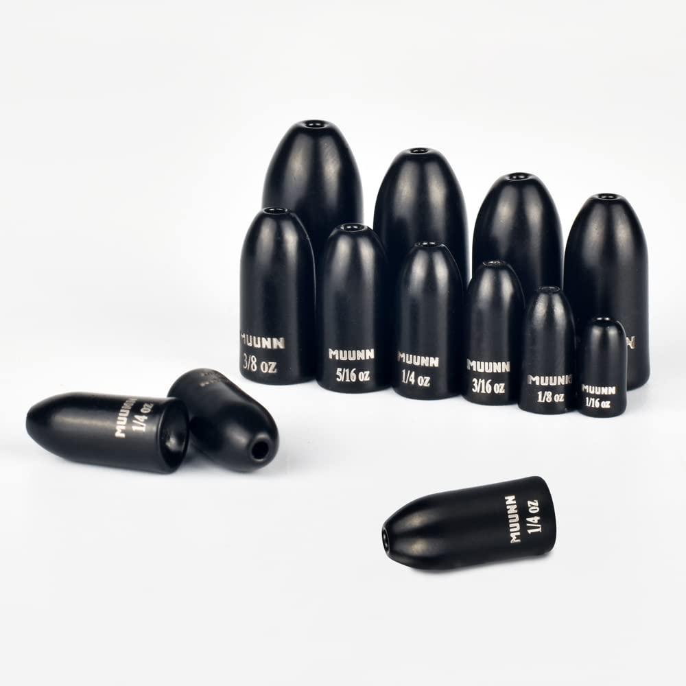 MUUNN MUUNN 4pcs Tungsten Worm Weights, More Sensitive Tungsten Fishing Weights Sinker for Bass FishingMatt Black,1 oz