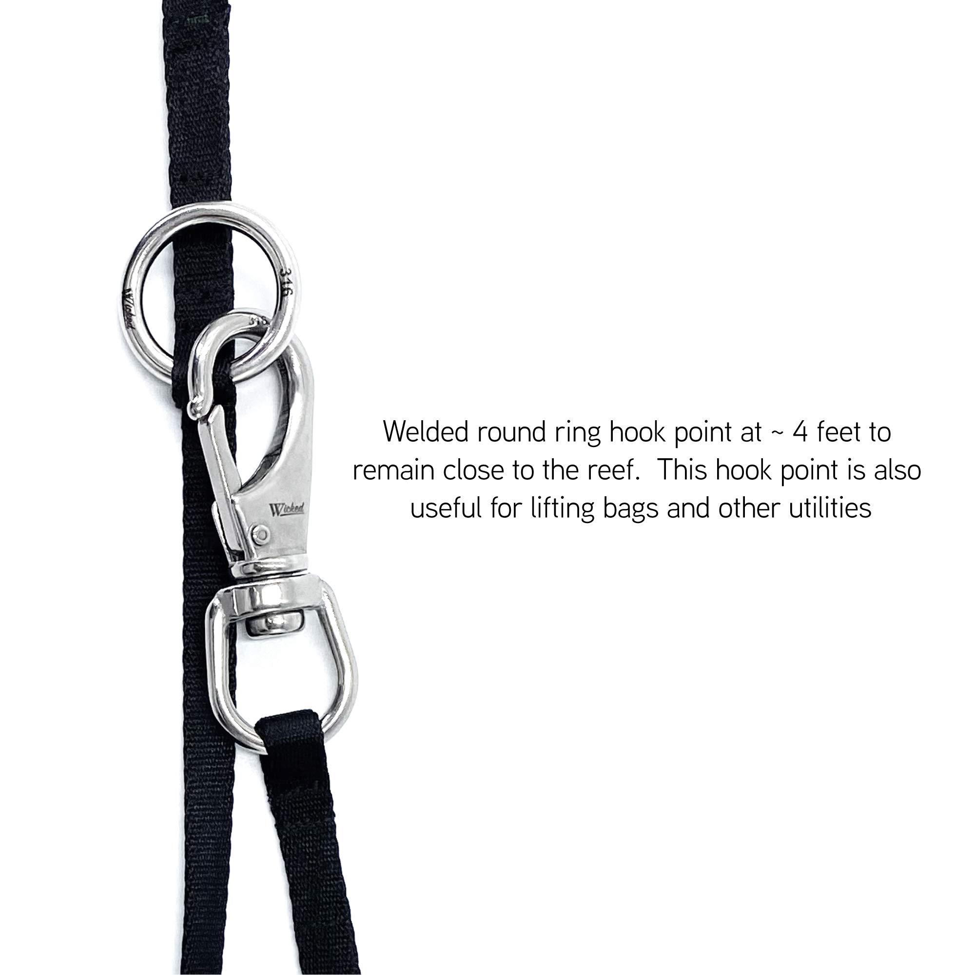 WICKED WICKED Scuba 316 Stainless Steel Multipoint Reef Hook 4-6 Ft. Length - Ocean Blue