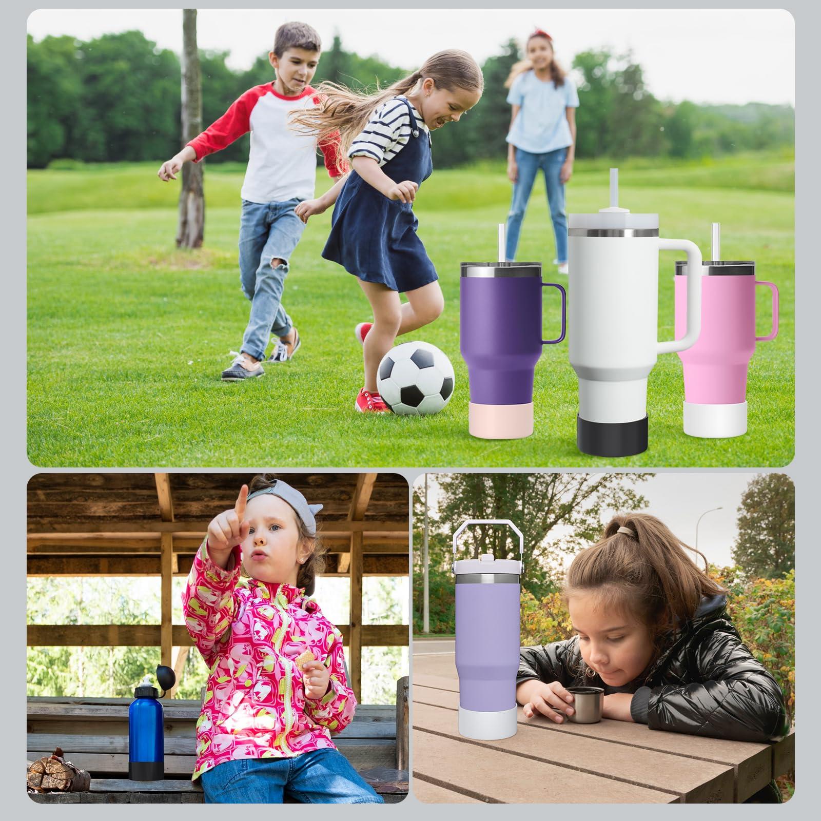 AUPTIM 2 Pack Silicone Boot for Stanley 40 oz Quencher, Cup Boot Sleeve, Protective Water Bottle Boot, Simple Modern Boot, Tumbler Boot Silicone Bottom Accessories for Stanley Cup & Hydro Flask - White+Pink