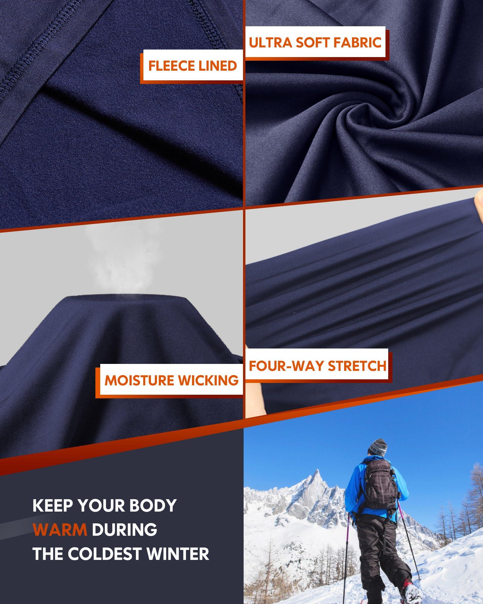 CL convallaria Thermal Underwear Set Winter Hunting Gear Sport Long Johns Base Layer Bottom Top Midweight Navy Blue M