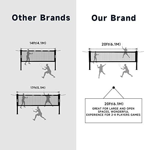 GSE Games & Sports Expert GSE Badminton Sets with Net, Portable Complete Badminton Sets for backyards with net with 4 Rackets,Portable Badminton Net,3 Birdies