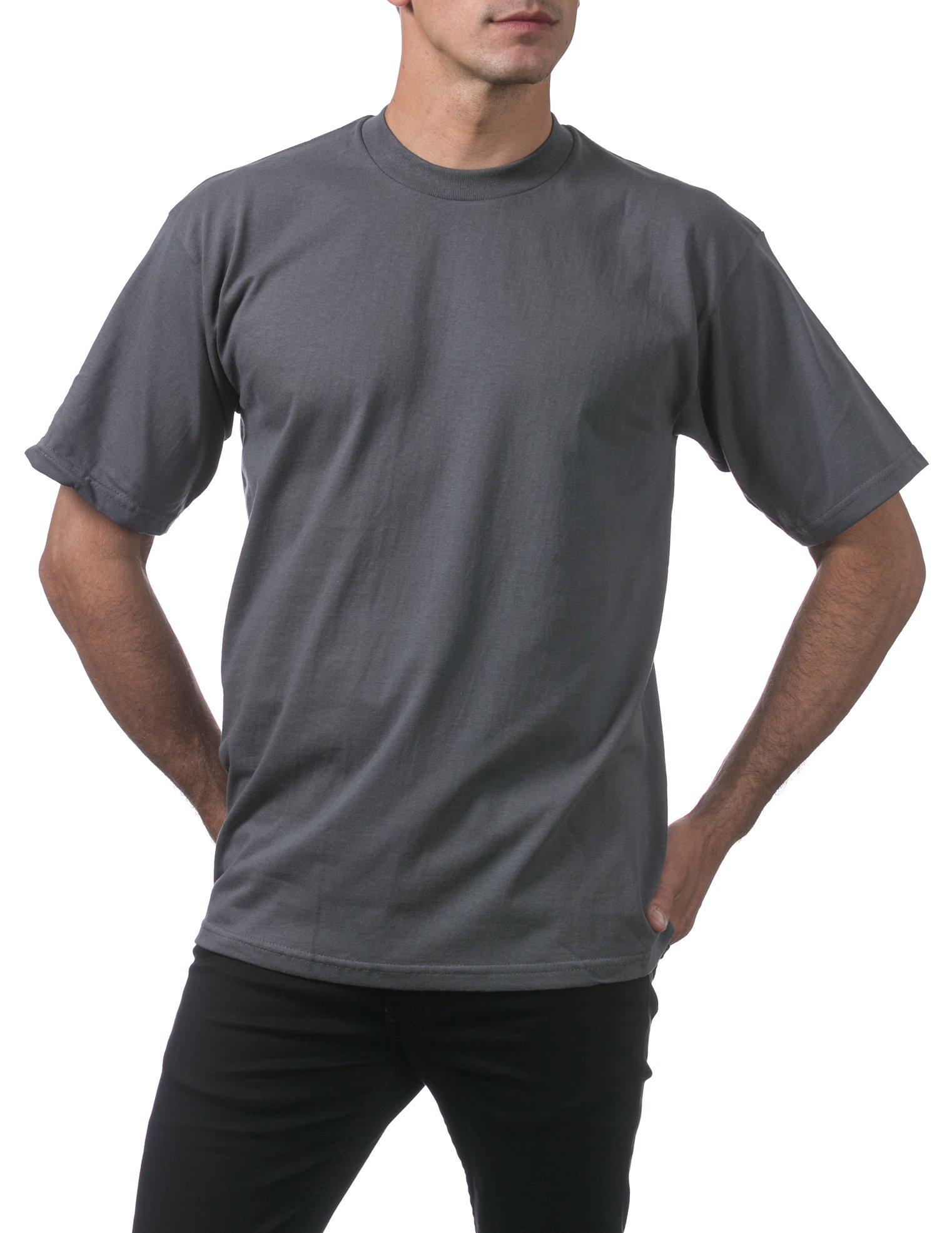 Pro Club Pro Club Men's Heavyweight Cotton Short Sleeve Crew Neck T-Shirt, Graphite, 5XL-Tall