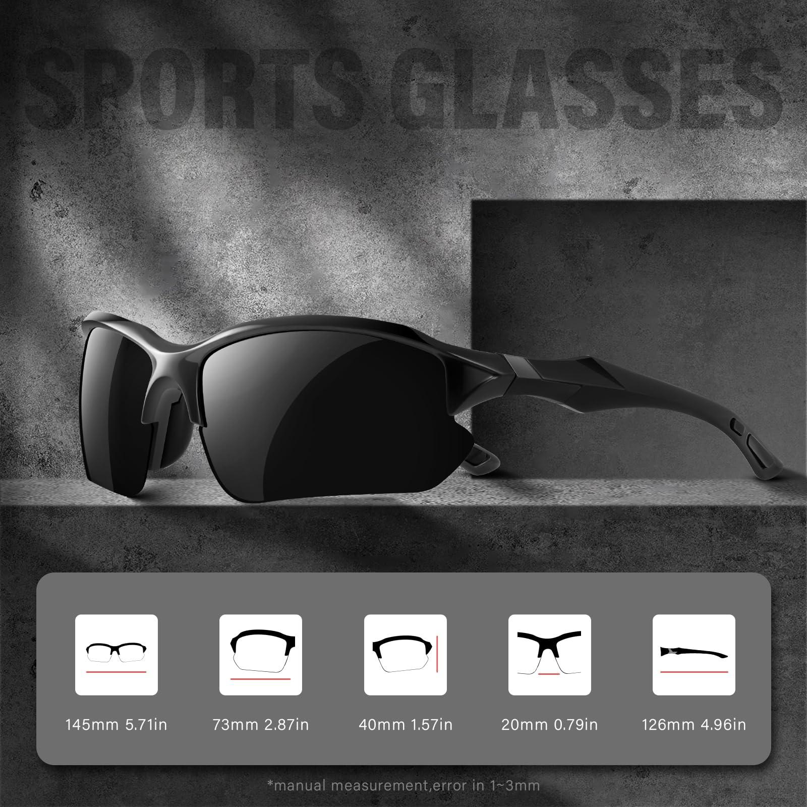 DioKiw DioKiw 3PACK Sports Polarized Sunglasses for Men Cycling Running Fishing UV400 Protection Sun Glasses Lightweight Half Frame Goggles