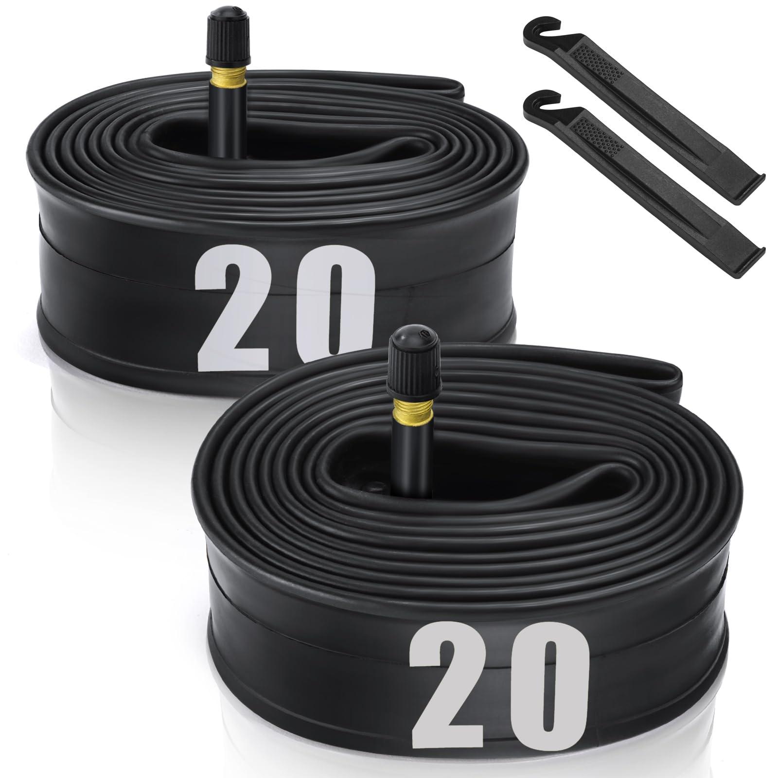 Hydencamm 2 Pack 20" x1.75/1.95/2.10/2.125 Bicycle Tube with 2 Tire Levers, 20" Bicycle Tube with 32mm Schrader Valve, Butyl Rubber Inner Tube 20 x 1.95 for Road/Kids/Gravel Bikes by Hydencamm (2 of One Size)
