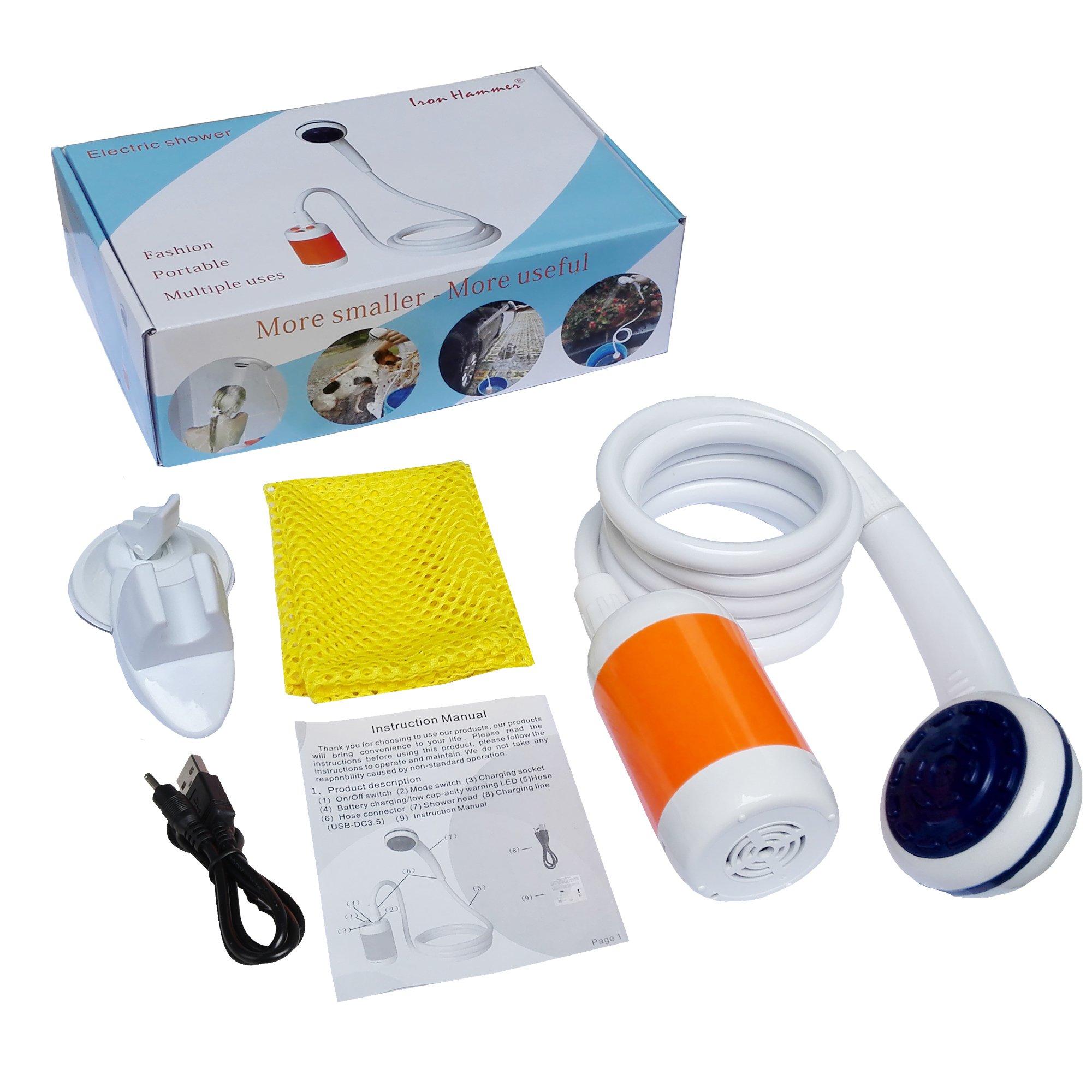 Iron Hammer Iron Hammer Portable Shower Camp Shower Rechargeable Shower high Capacity 4800mAh Camping Shower pet Shower Model:ES01