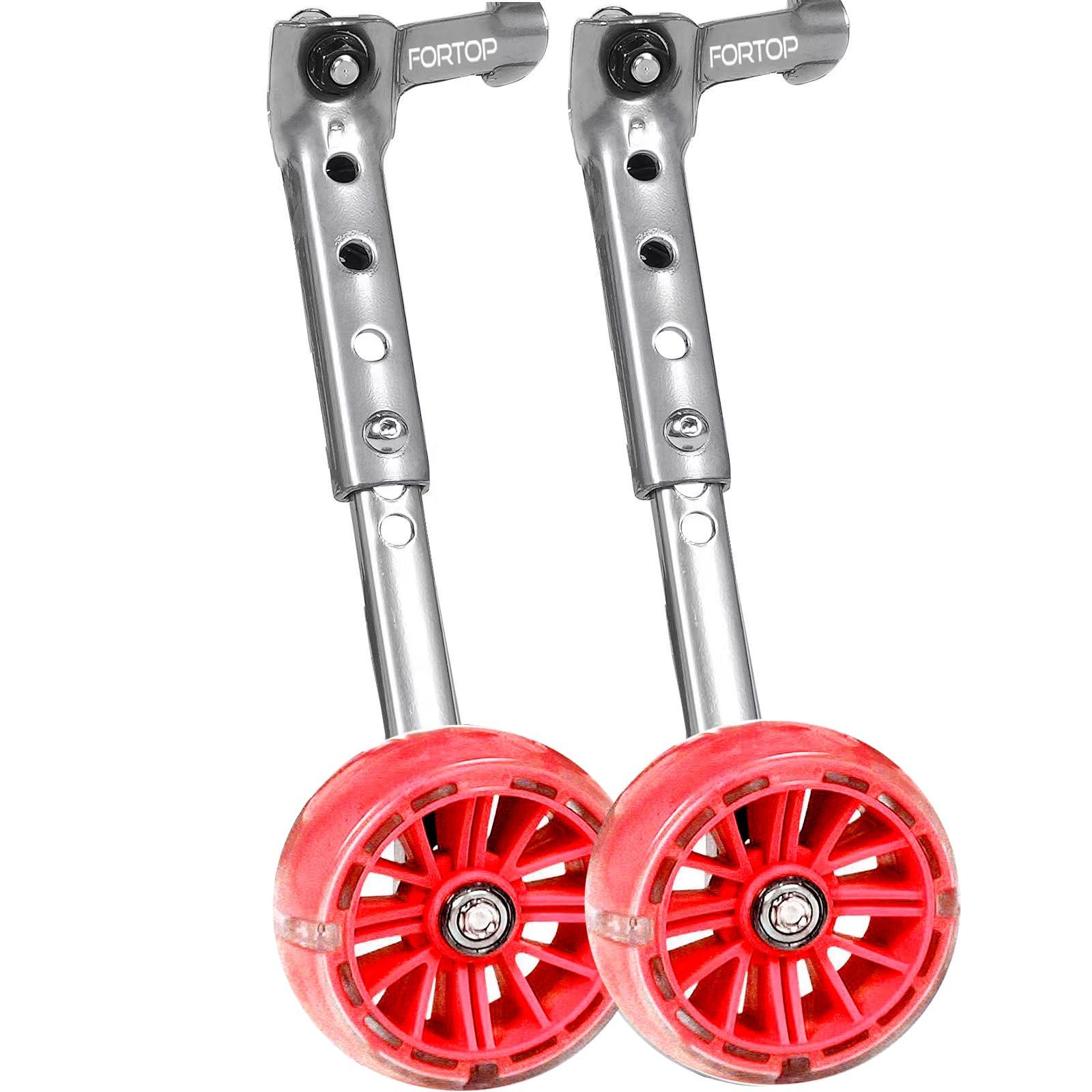 FORTOP FORTOP Bike Training Wheels, Pair of Heavy Duty Rear with Stabilizers Mounted Kit for 16 18 20 22 inch Kids Boy Girls Variable Bike (Red, 16-24 Inch)
