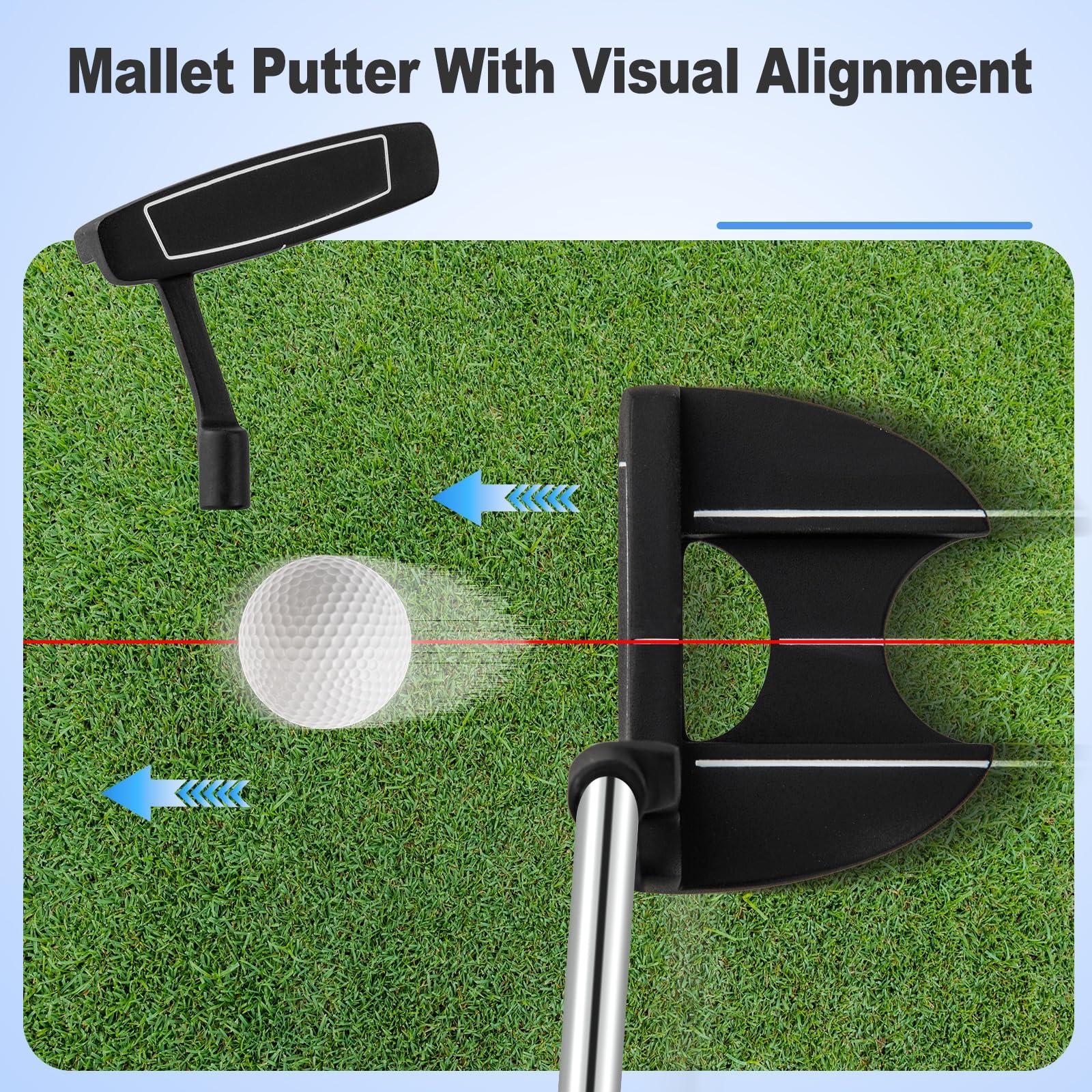 Tangkula Tangkula Complete Golf Clubs Package Set 10 Pieces for Men & Women Right Hand, Includes 460cc Alloy Driver, 3# Fairway Wood, 4# Hybrid, 6#, 7#, 8#, 9# & P# Irons, Putter, Stand Bag (Blue)