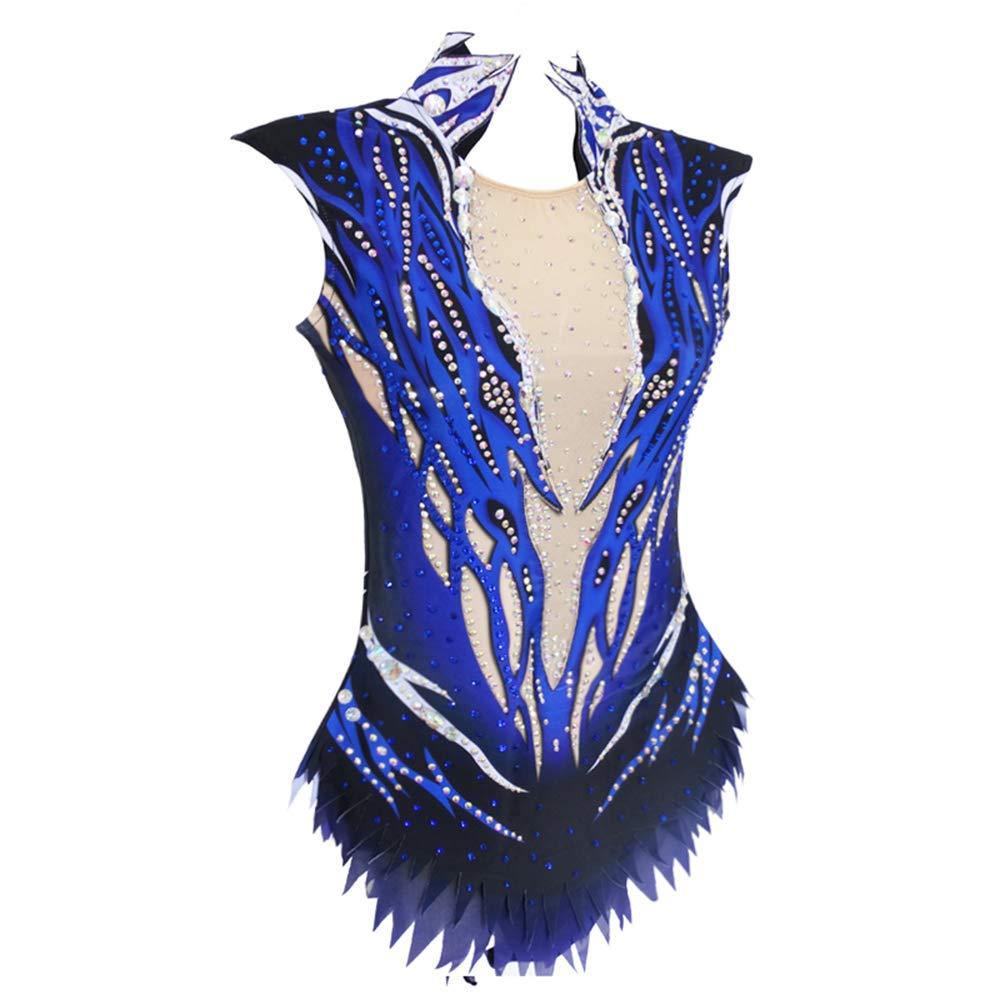 LIUHUO LIUHUO Rhythmic Leotards Dress Blue Girls Children Gymnastic Unitard Maxi Belly Performance Ballroom Ballet Exotic Ddancewear