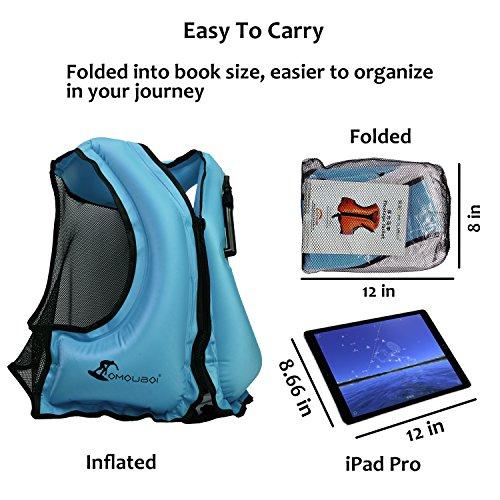 OMOUBOI OMOUBOI Inflatable Snorkel Vest Kayak Inflatable Buoyancy Vest for Adults Snorkel Jackets for Swimming Snorkeling Paddling Boating Water Sports Beginner Adults-Only 105-220 lbs