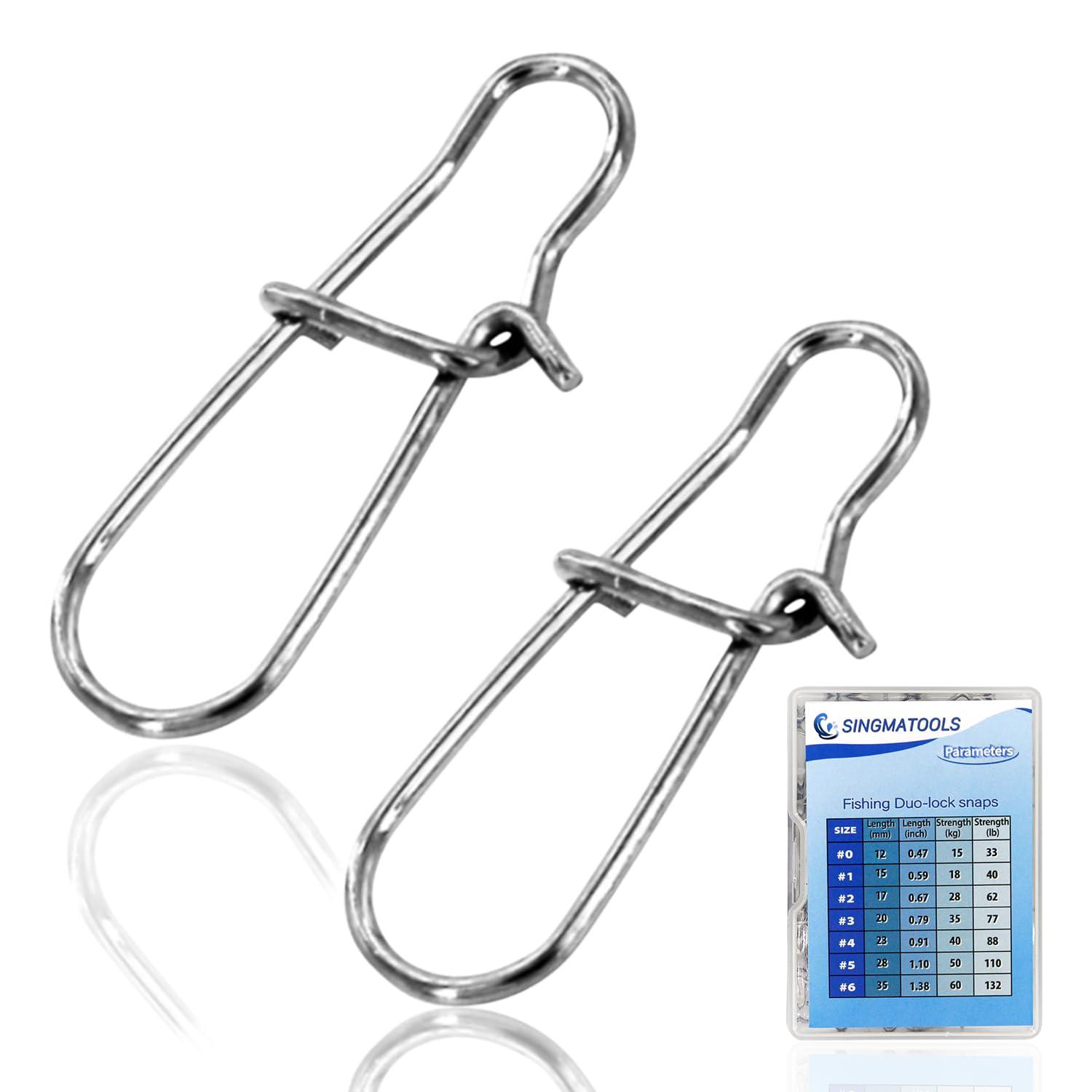 SINGMATOOLS SINGMATOOLS 100 Pack Dual Lock Fish Sinker Clips for Trolling, Freshwater Cross Lock Snaps, Power Clips