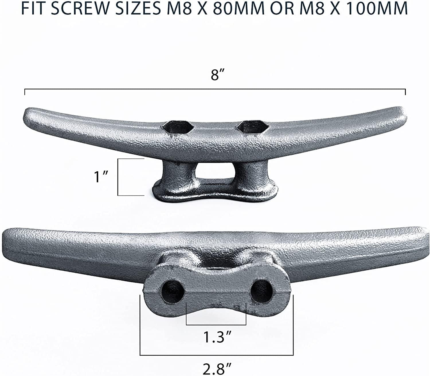Simplified Living Simplified Living 8\" Dock Cleat, Weatherproof Galvanized Cast Iron Boat Cleat Tie Downs for Marine Pier or Decorative Nautical Maritime Dcor, 4, 8, 16 Pack
