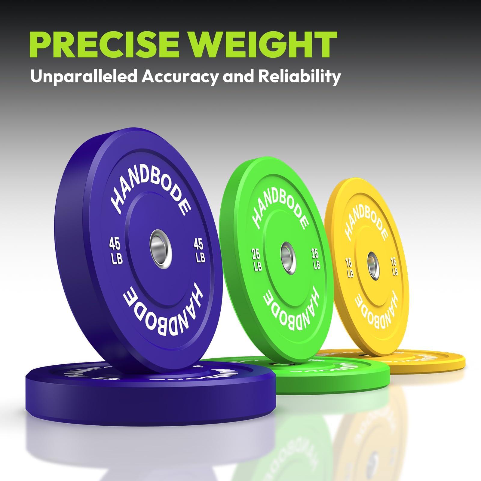 HANDBODE HANDBODE Bumper Plates Olympic Weight Plates, Colored Rubber plate for Weight Lifting and Strength Training 100LB