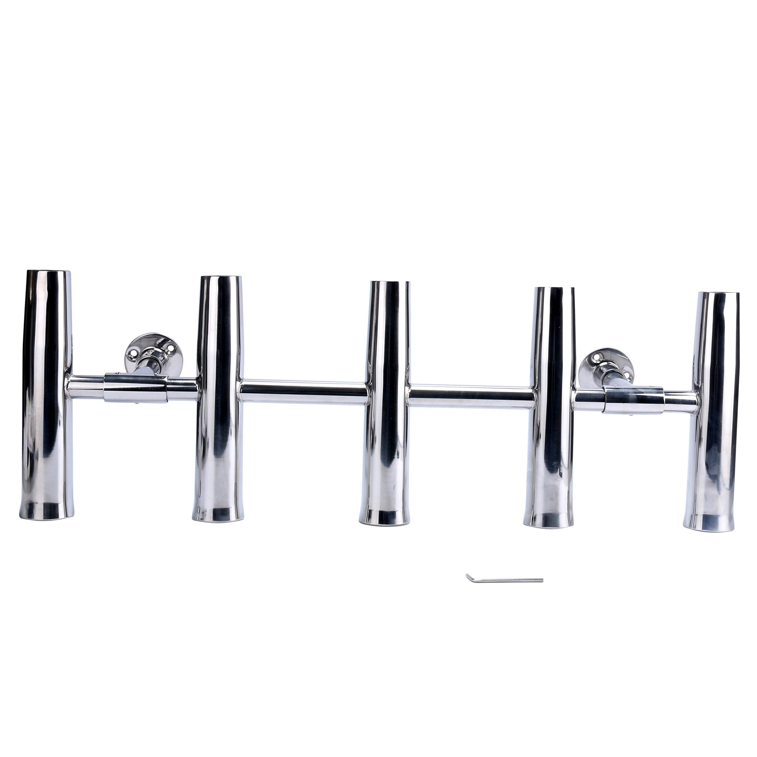 Amarine Made Amarine Made 5 Tube Adjustable Stainless Rocket Launcher Rod Holders , Can Be Rotated 360 Deg