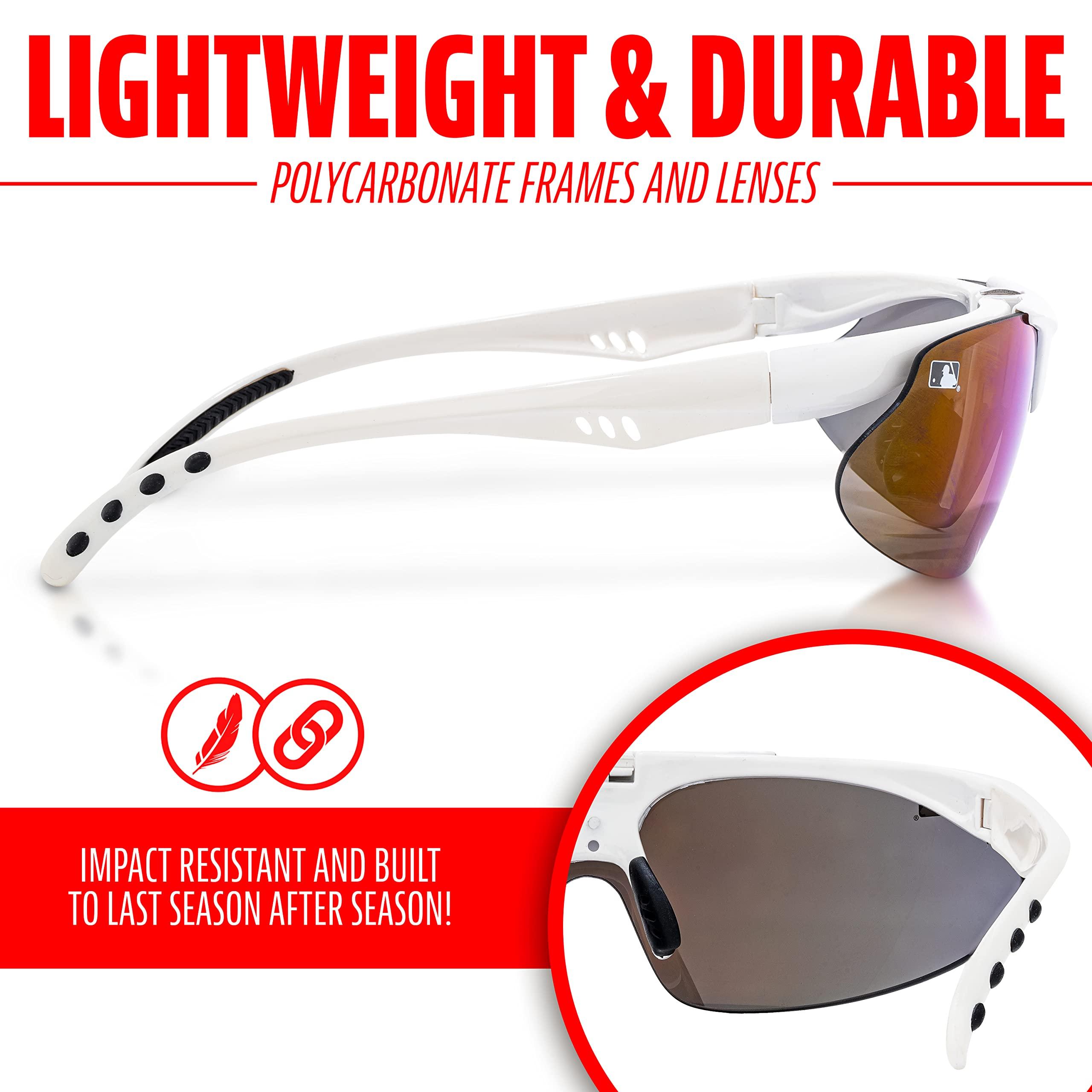 Franklin Sports Franklin Sports Oval MLB WHT DLX FLIP-UP Sunglasses, White, 147mm