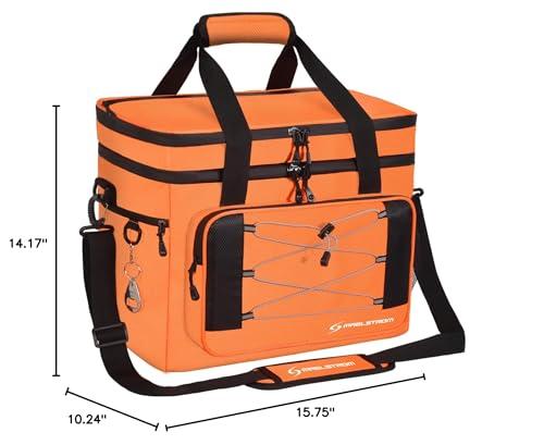 Maelstrom Maelstrom Collapsible Soft Sided Cooler - 60 Cans Extra Large Lunch Cooler Bag Insulated Leakproof Camping Cooler, Portable for Grocery Shopping, Camping, Tailgating and Road TripsOrange