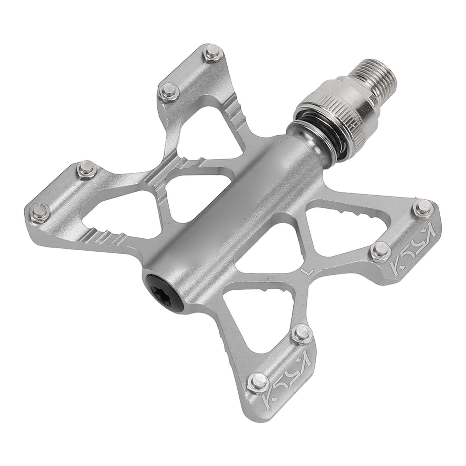 SPYMINNPOO SPYMINNPOO 1 Pair K5 Quick Release Pedals Aluminum Alloy Bike Bearing Pedals for Road Folding Bikes 4 Colors(Silver (Boxed))