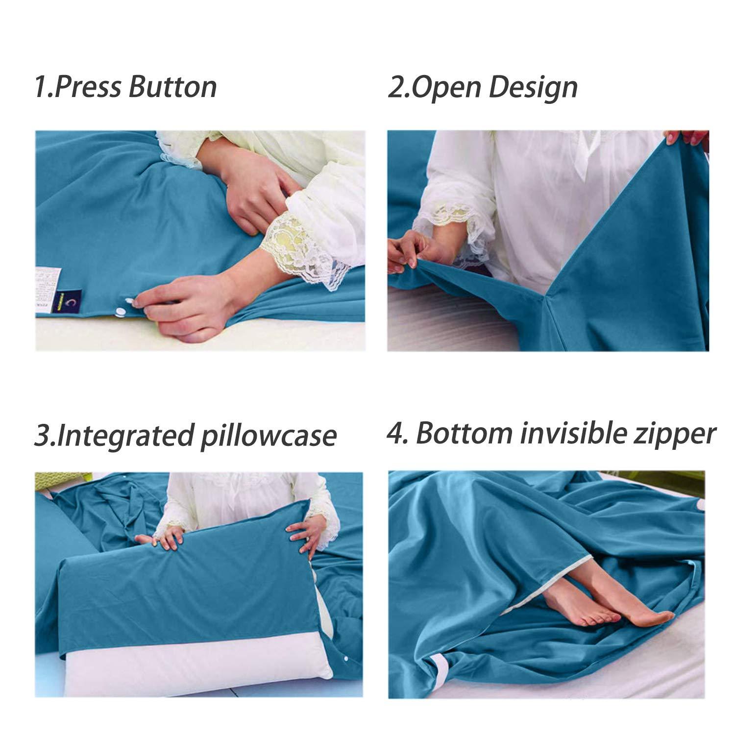 MongByYa MongByYa Sleeping Bag Liner Lightweight Compact Sleeping Bag Sack Portable Clean Travel Sheet Camping Sleep Sheet for Backpacking Hotel Hiking (Mystic Blue, 82.7 X 70.9)