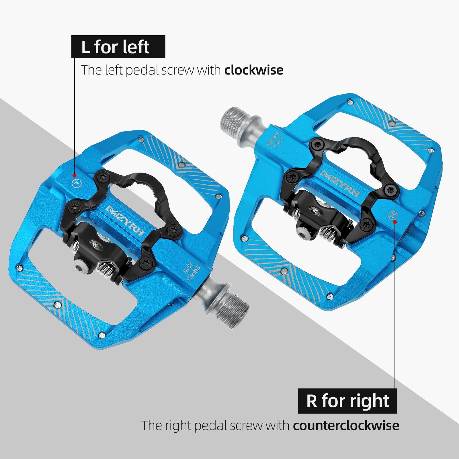 MZYRH MZYRH Pedal,MTB Mountain Bike Pedals Compatible with Dual Function Sealed Clipless Aluminum 9/16" Bicycle Flat Platform with Cleats for Road, MTB (Blue)