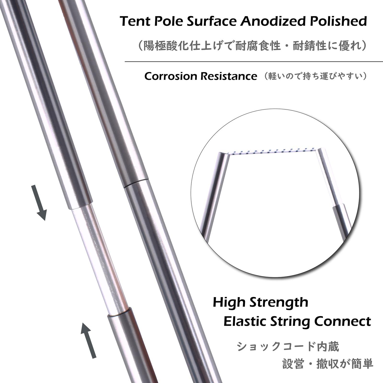 TRIWONDER TRIWONDER Tent Pole Replacement Aluminum Camping Rod Accessories Multifunction Tent Poles, 2 Poles (20 ft)