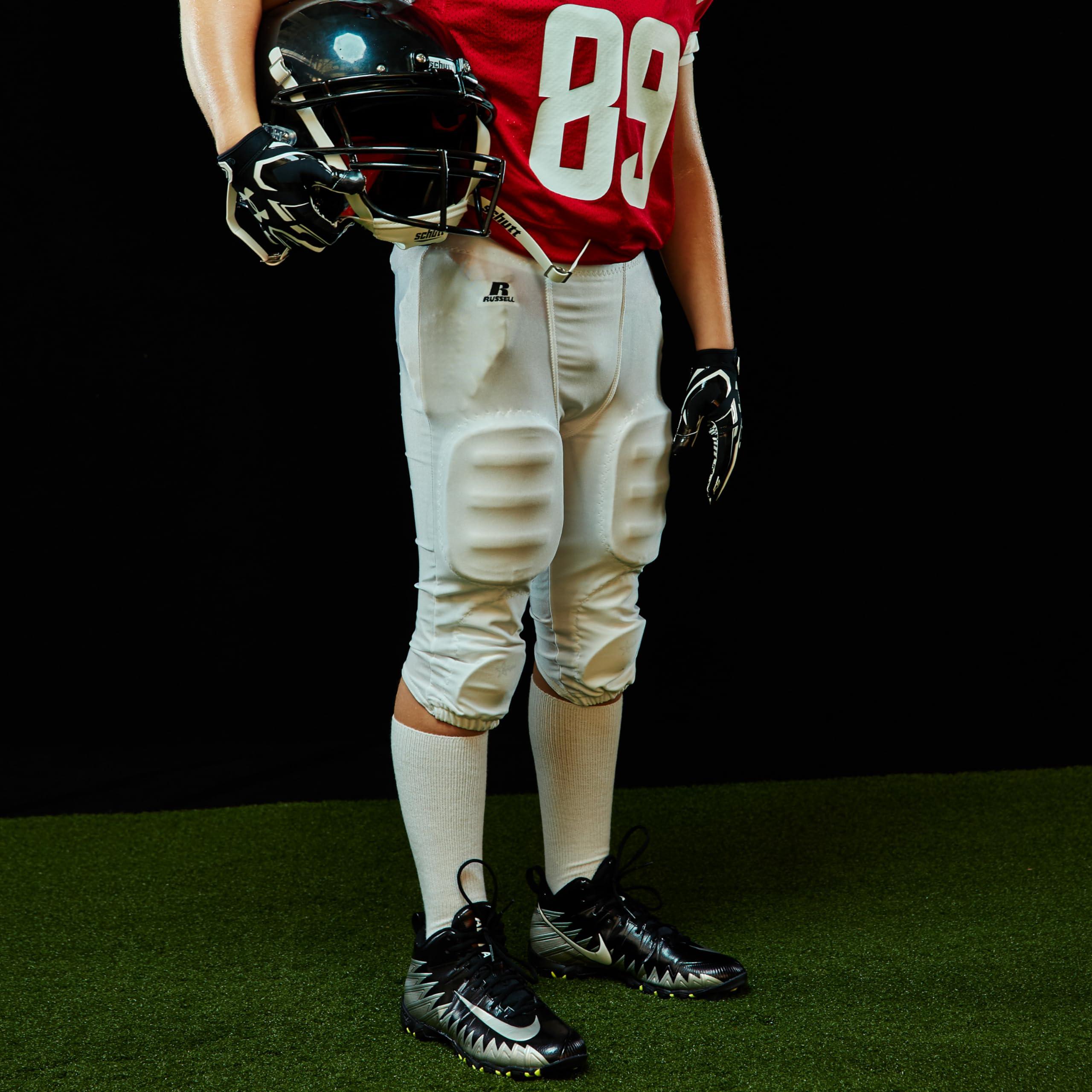 Russell Athletic Russell Athletic Youth Deluxe Game Football Pant - Premium Performance Football Pants for Young Athletes with Advanced Pad System for Superior Durability & Flexibility, White, 2XL