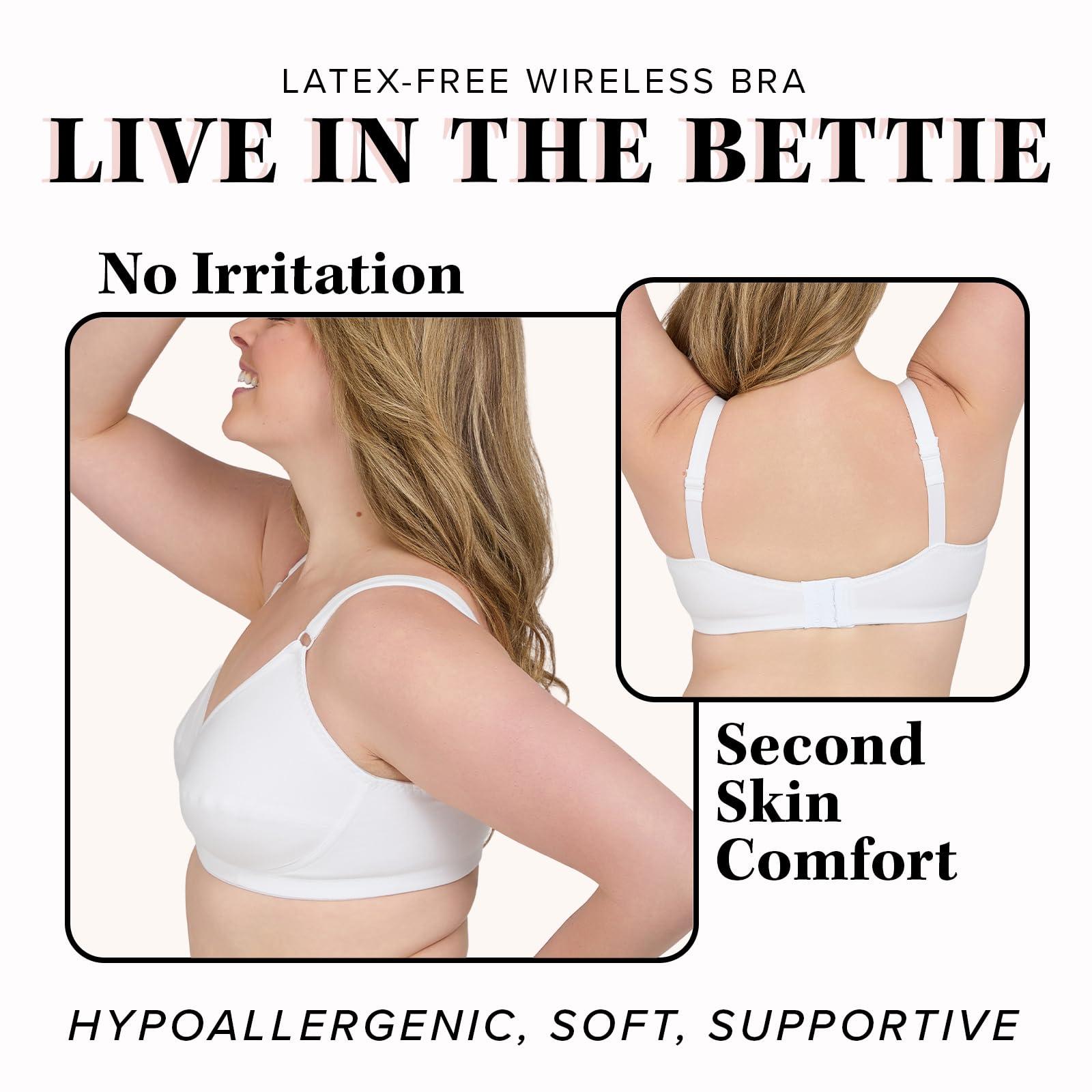 LEADING LADY Leading Lady Women's Plus-Size Latex Free Cotton Bra, White, 38 D