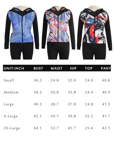 Bluewolfsea Bluewolfsea Womens Jogging Suits 2 Piece Set Color Block Zip Up Jacket Hoodie and Sweatpants Set jogger Sets Medium Red