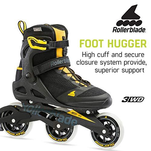 Rollerblade Rollerblade Macroblade 100 3WD Mens Adult Fitness Inline Skate, Black and Saffron Yellow, Performance Inline Skates