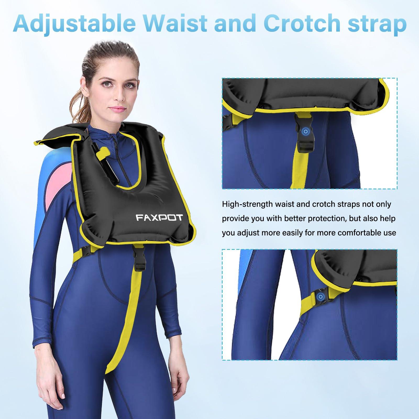 Faxpot Inflatable Snorkel Vest for Adults, Snorkeling Vest Adult Travel, Snorkeling Jackets Portable Inflatable Swim Vest Buoyancy Vest for Snorkeling, Swimming Paddleboarding Load Up to 242 Ibs