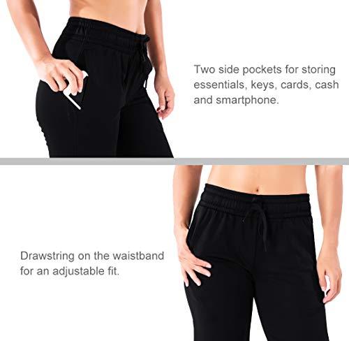 Yogipace Yogipace Petite Women\'s Water Resistant Thermal Fleece Pants Winter Lounge Running Sweatpants with Pockets,29\",Black,L