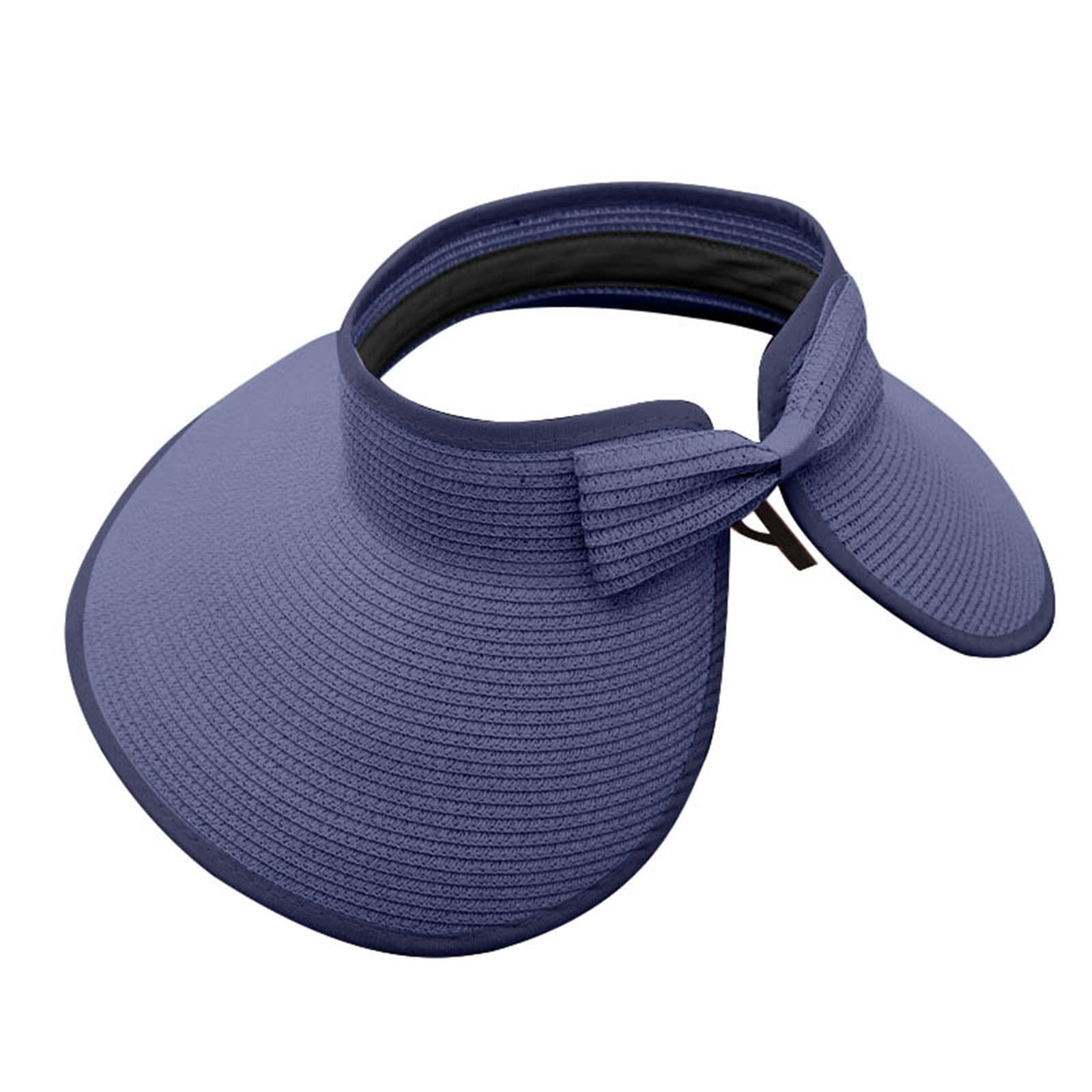 NineFit Basics Sun Protection Hats Women's Sun Visor Hats for Women Wide Brim Straw Visors Womens Foldable Beach Best Mens Beach Hat Navy