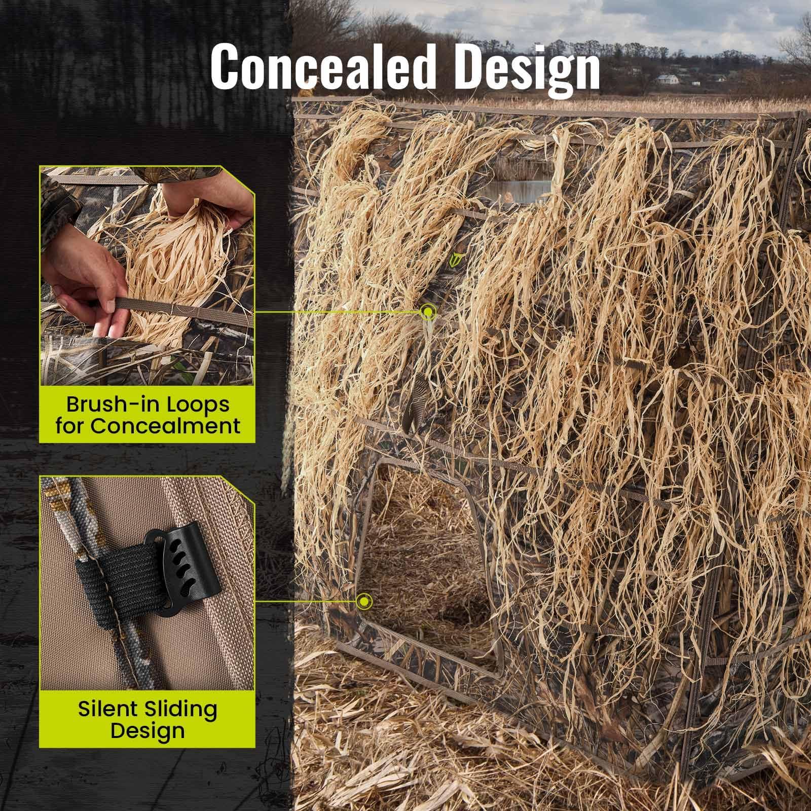 TIDEWE TIDEWE Hunting Blind Panel with Carrying Bag, 3-4 Person Pop-up Waterfowl Blinds, Resilient Field Duck Hunting TentNext Evos