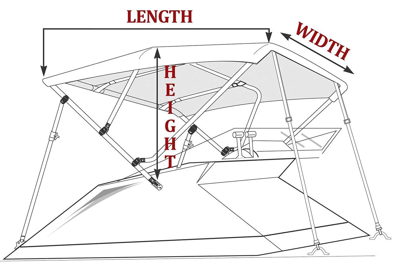 SBU SBU Navy Blue Aluminum 3-Bow Bimini Top Compatible for Reinell/BeachCraft 200 LSE W/O Tower for Model Years 2006-2013