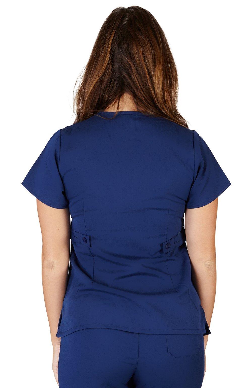 ULTRASOFT SCRUBS Ultra Soft Brand Scrubs - Premium Womens Junior Fit 3 Pocket Mock Wrap Scrub Top, Navy 36150-XX-Large