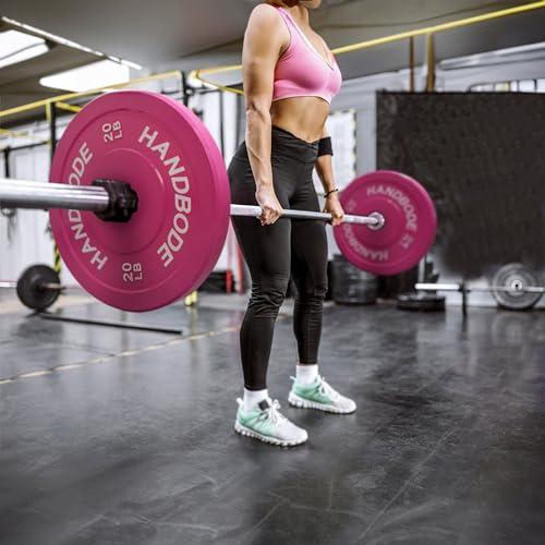 HANDBODE HANDBODE Bumper Plates Olympic Weight Plates, Colored Rubber plate for Weight Lifting and Strength Training 100LB