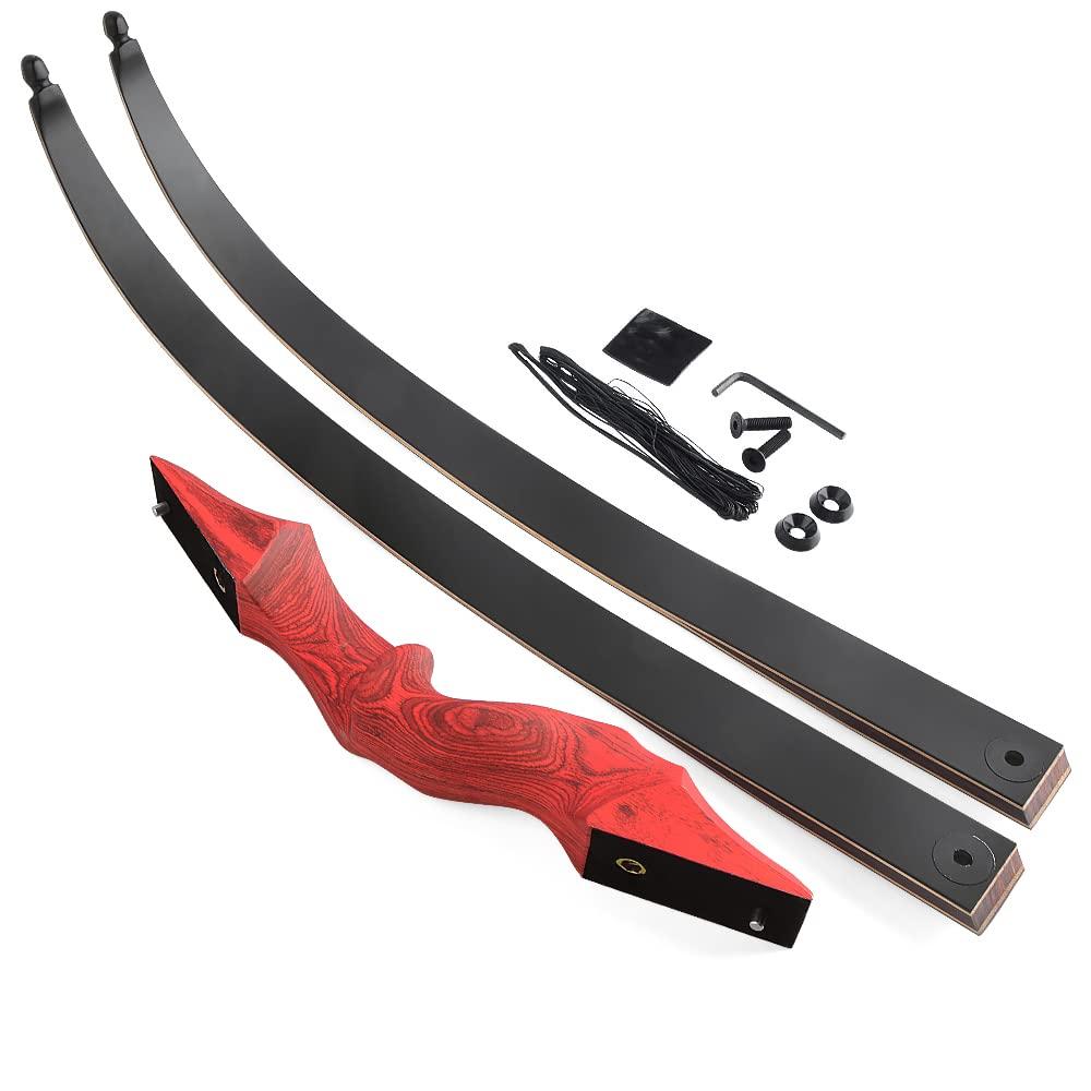 ZSHJGJR ZSHJGJR Recurve Bow and Arrow Set, Wooden Takedown Recurve Bow 61\" Hunting Recurve Bow for Adults Youth Beginners Archery Target Practice Right Hand20-60lbs (30lbs, Red Bow Set)