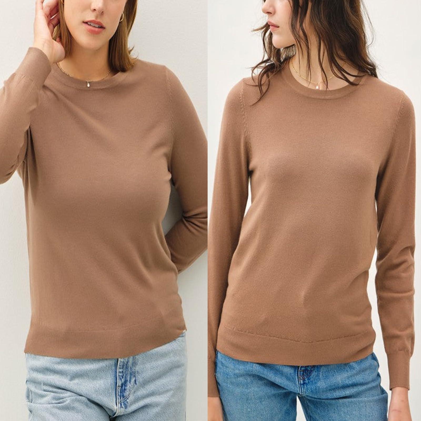 lanshougu lanshougu Basic Knit Sweater,Casual Crew Neck Knit Lightweight Pullover Sweater,Long Sleeve Basic Knit Pullover Sweater (Deep Red,S)