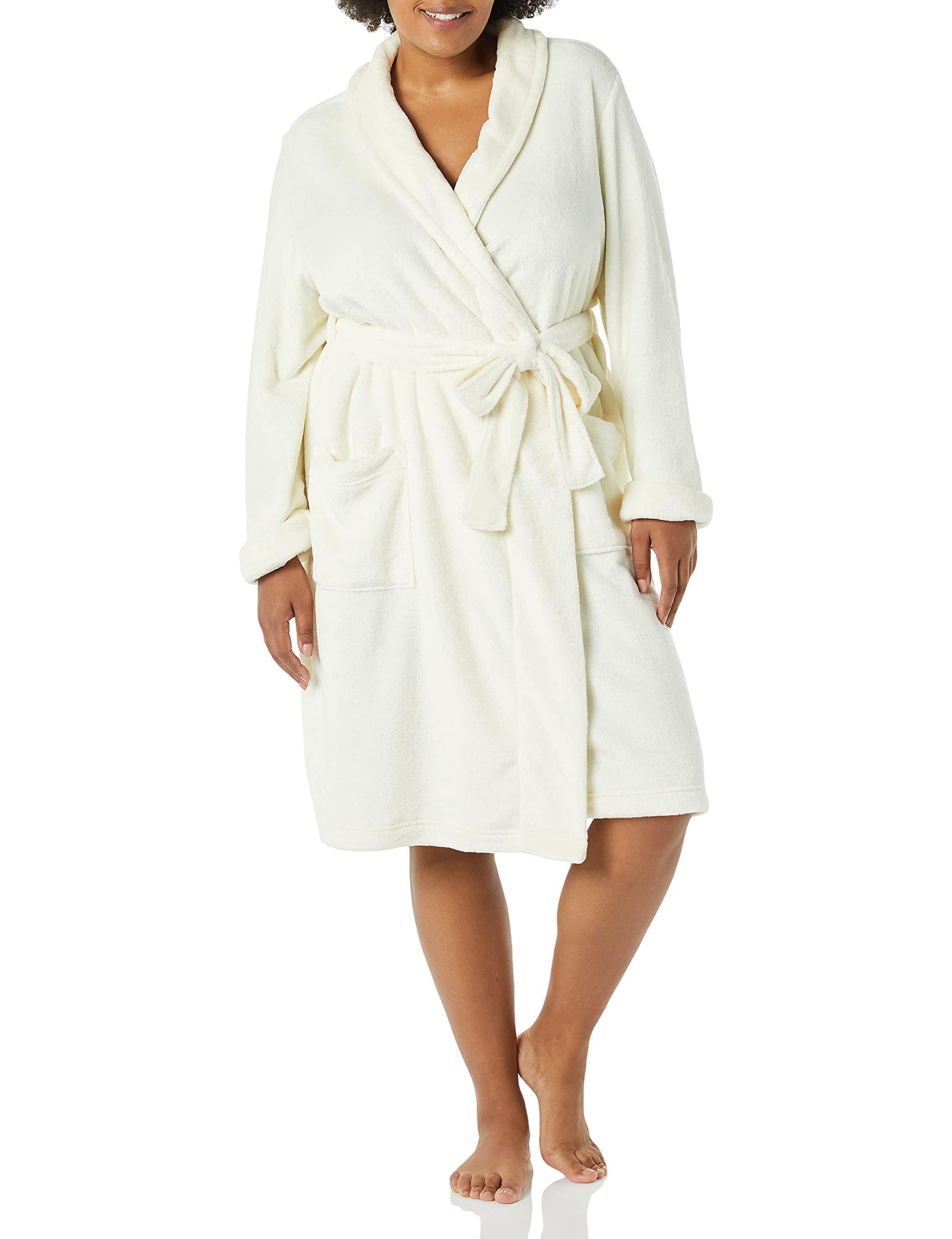 Amazon Essentials Amazon Essentials Women's Mid-Length Plush Robe (Available in Plus Size), Cream, XX-Large
