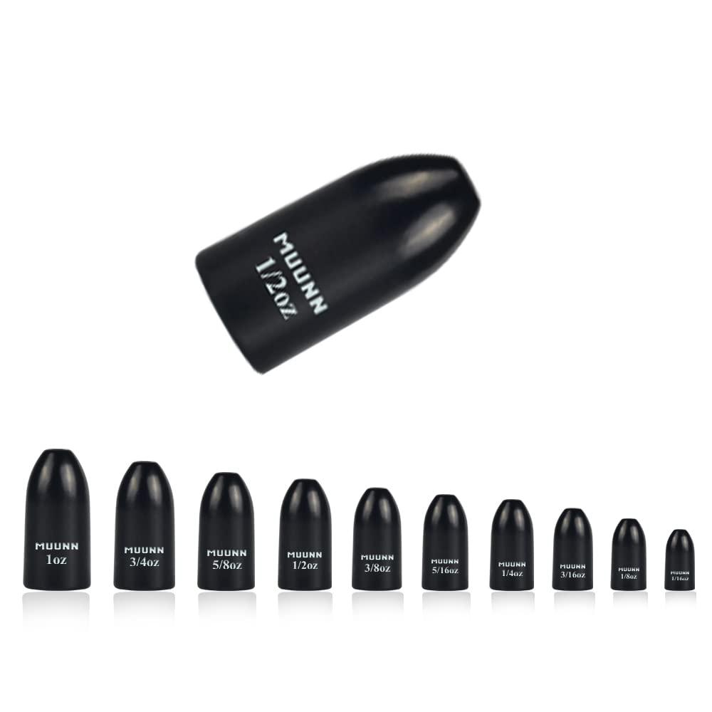 MUUNN MUUNN 4pcs Tungsten Worm Weights, More Sensitive Tungsten Fishing Weights Sinker for Bass FishingMatt Black,1 oz