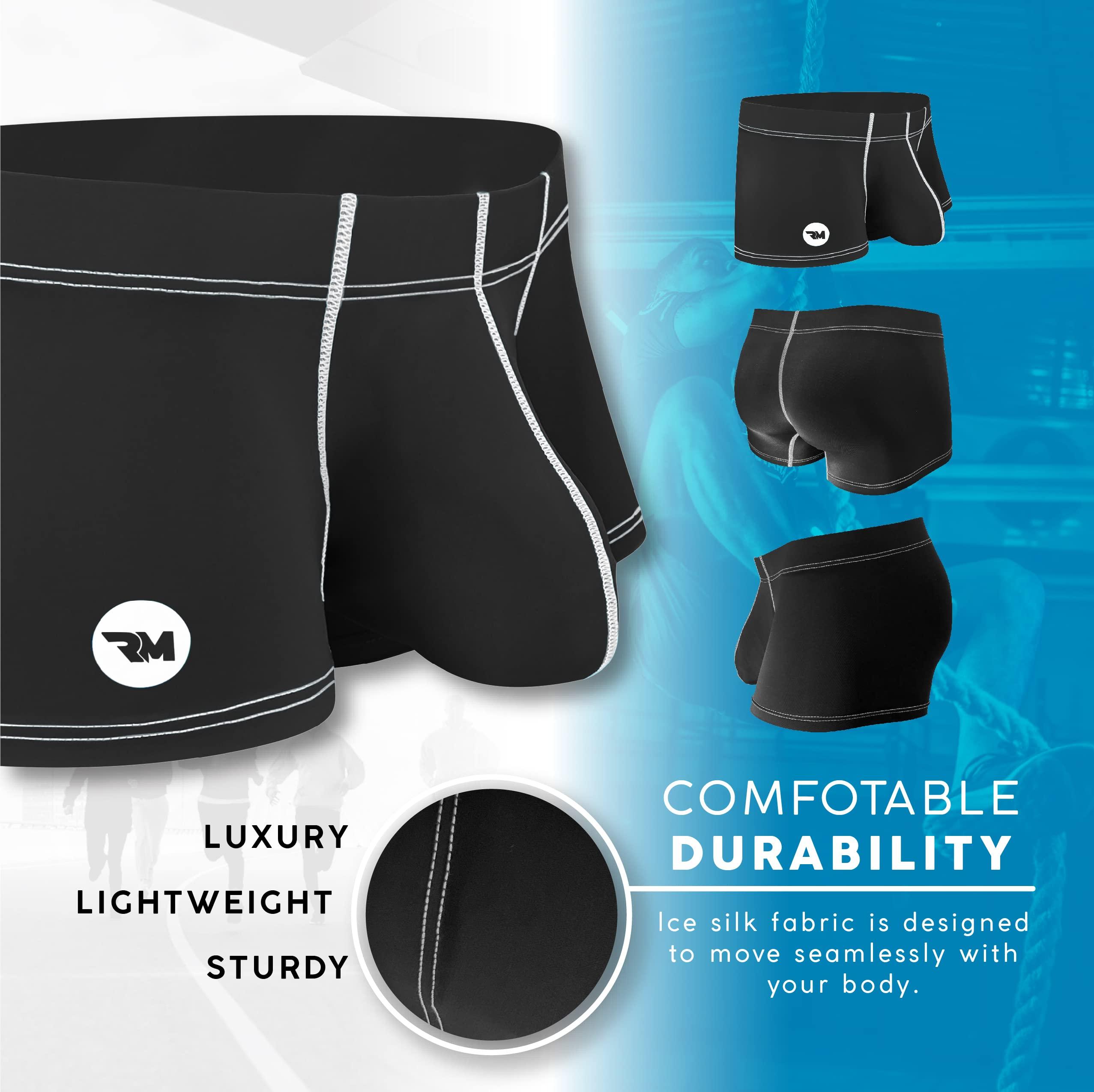 RM Real Men RM Real Men Bulge Enhancing Underwear - 1 Pack 3in Inseam - Mens Underwear Pouch Boxer Brief (Black w White Stitch) 4XL