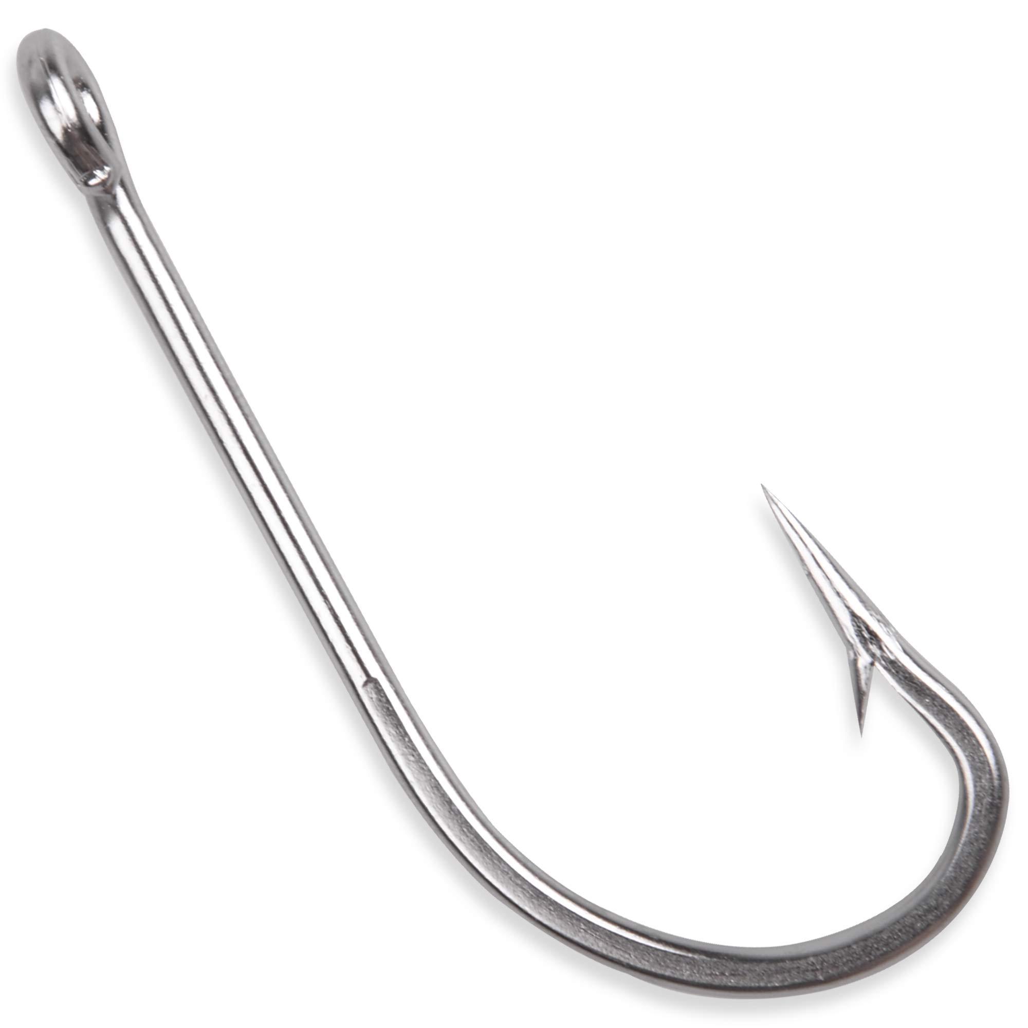OROOTL Stainless Steel Saltwater Fishing Hooks - 50pcs 34007 O\'shaughnessy Hooks Forged Long Shank J Fishing Hooks Extra Strong Metal Fish Hooks Size 1/0-10/0